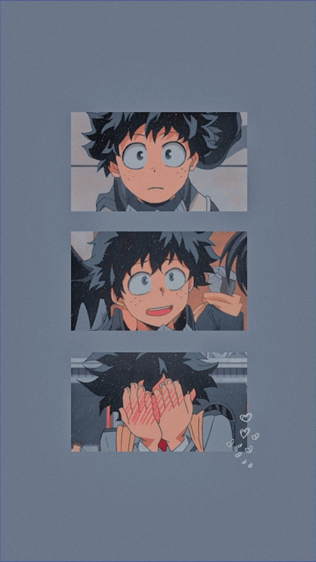 Izuku Midoriya, My Hero Academia, Grauer Hintergrund, Panels, Minimalistisch, Sperrbildschirm