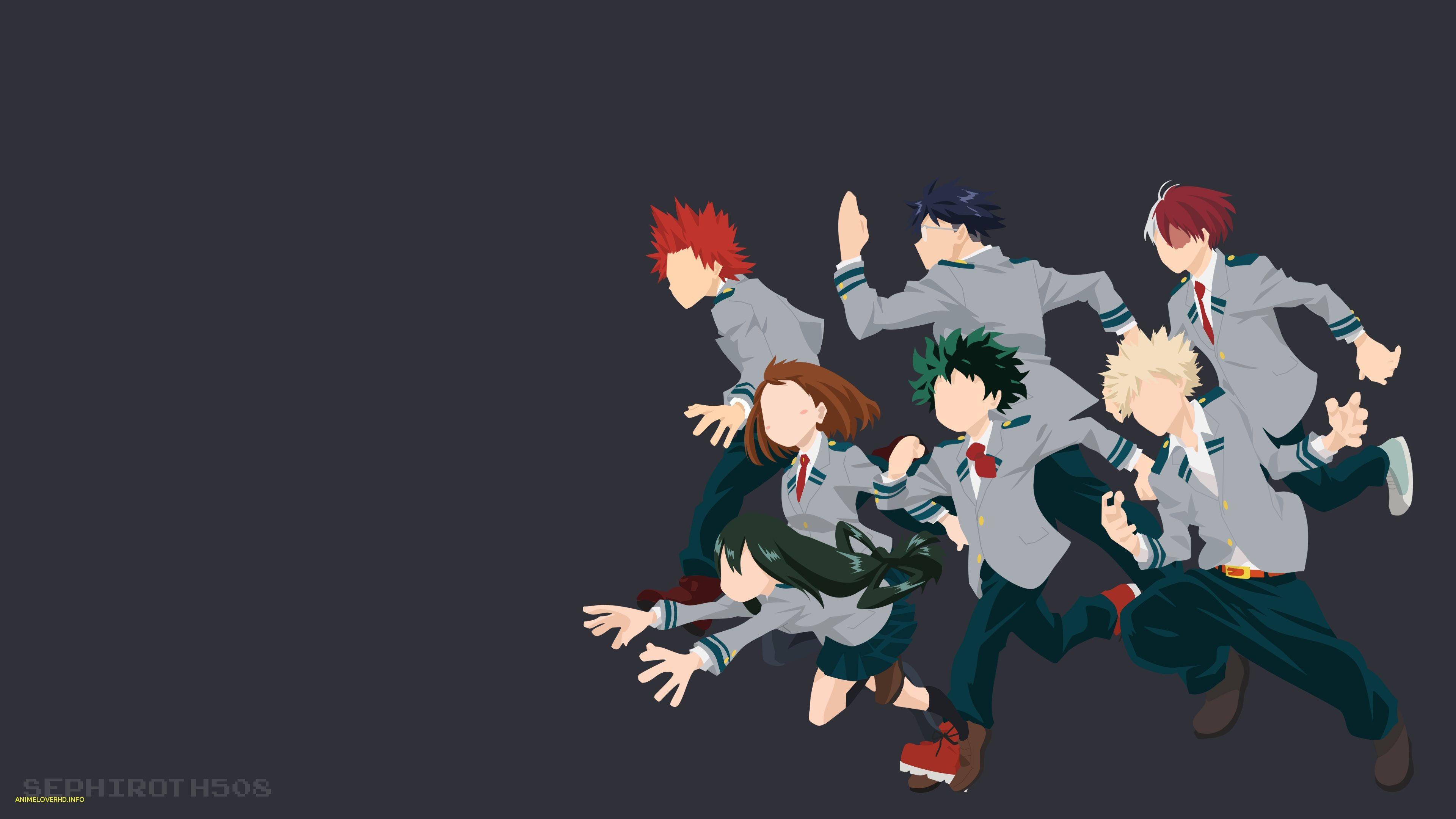 Izuku Midoriya, Katsuki Bakugo, Shoto Todoroki, Eijiro Kirishima, Ochaco Uraraka, My Hero Academia, Klasse 1-A, Dunkler Hintergrund, 4K Wallpaper