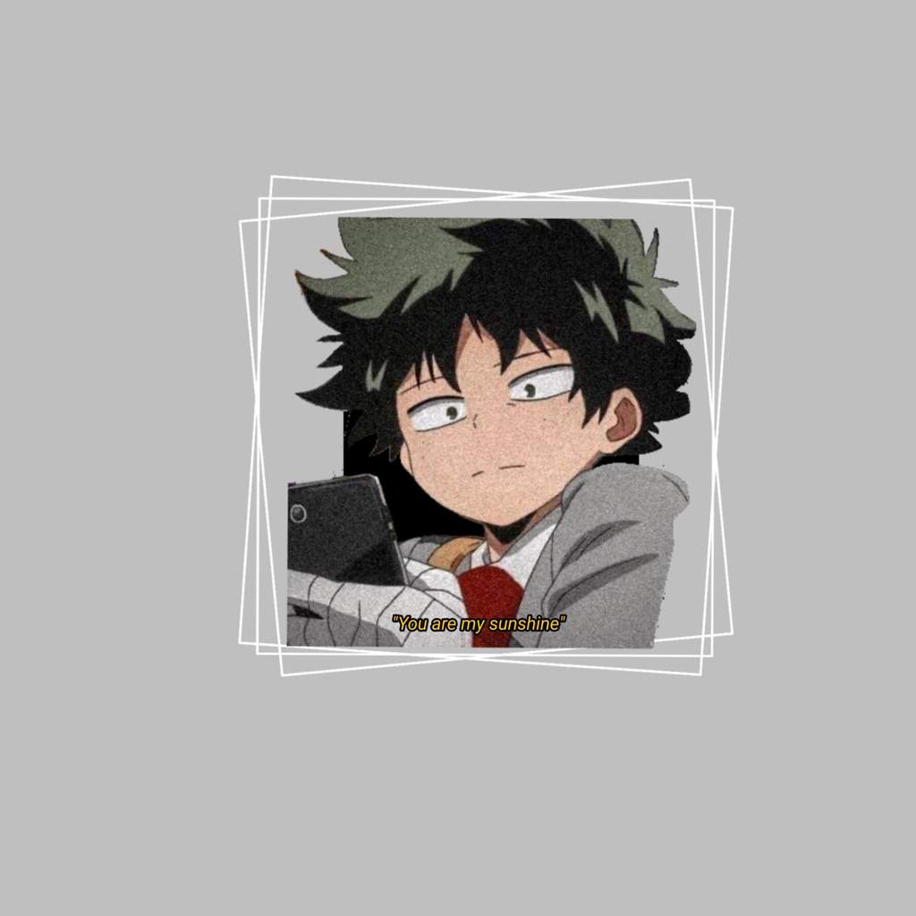 Izuku Midoriya, My Hero Academia, Polaroid, Grauer Hintergrund, Minimalistisch, Wallpaper