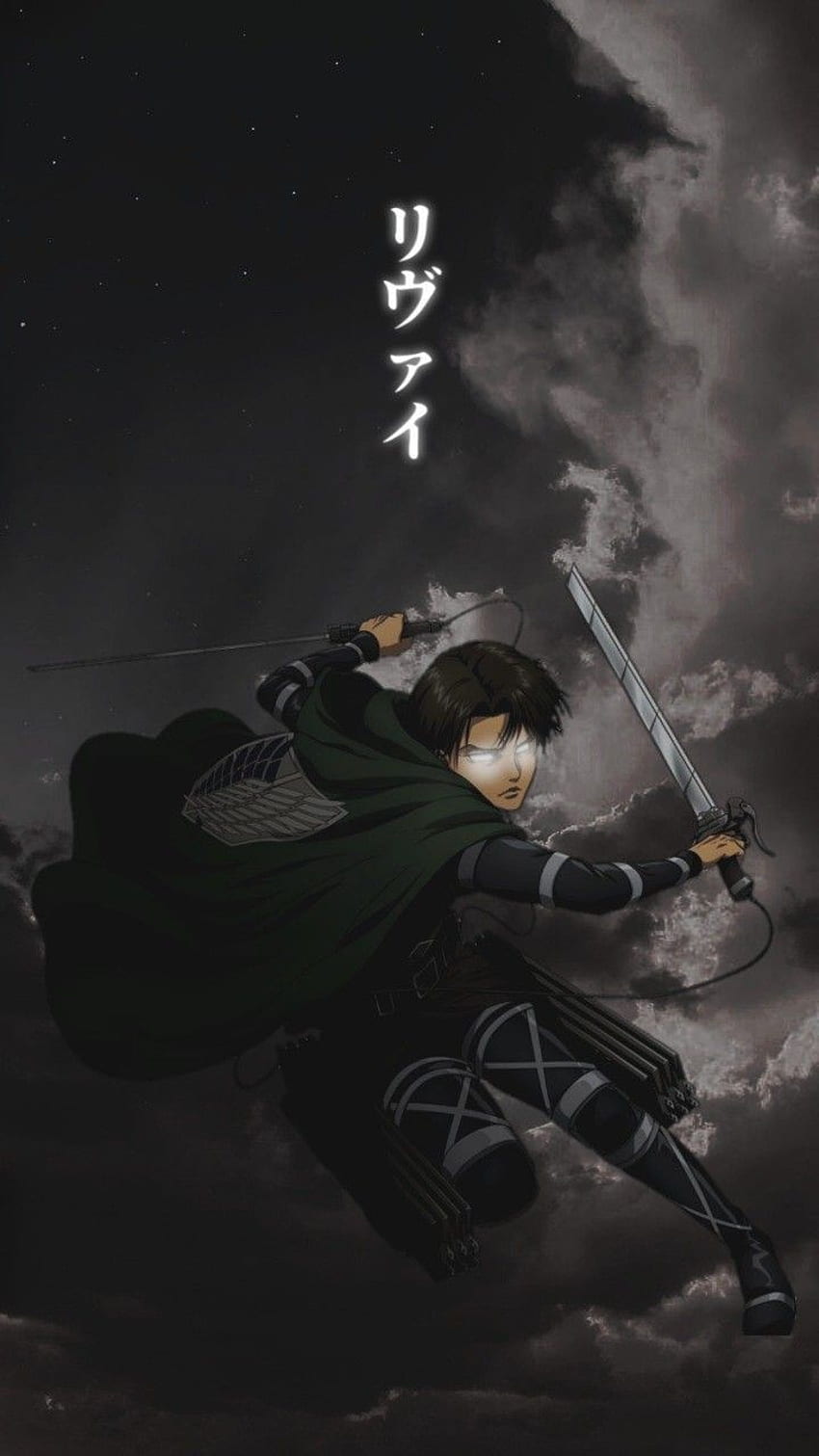 Levi Ackerman, Attack on Titan, Japanische Schrift, Schwerter, Grau, Android-Hintergrundbild
