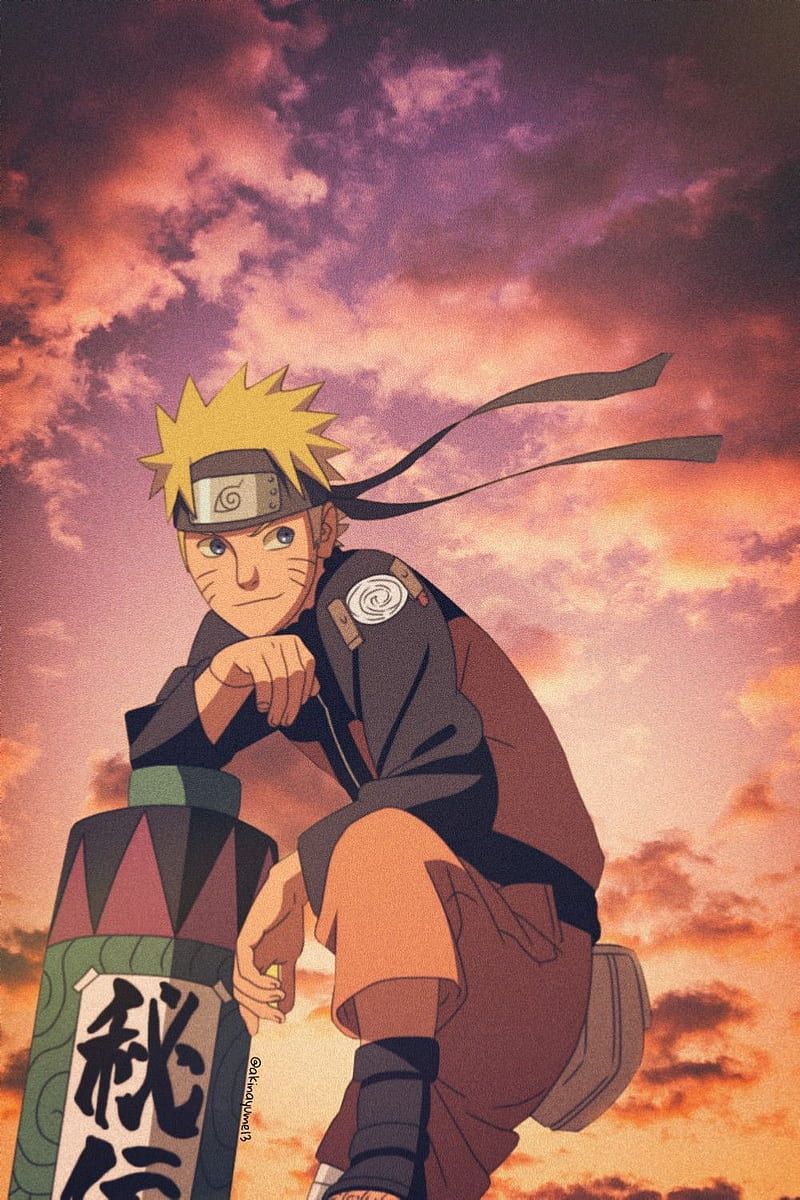 Naruto Uzumaki, Sonnenuntergang, Wolken, Shippuden, HD, Hintergrundbild fürs Handy