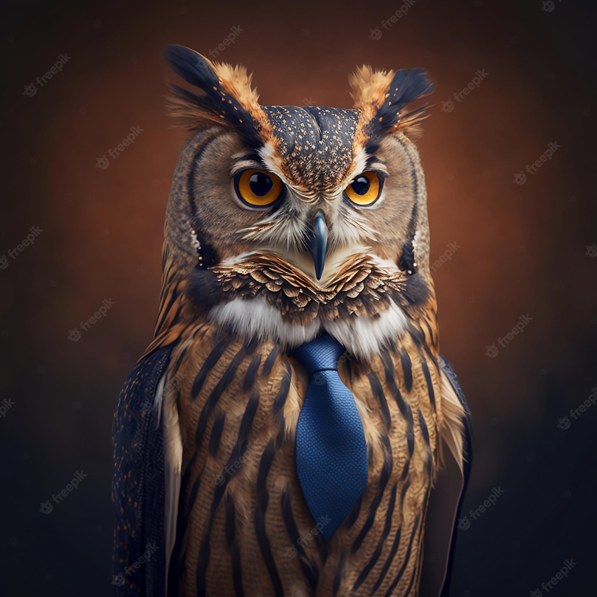 Eule, Krawatte, Anzug, Porträt, Surreal, Full HD, Hintergrundbild fürs Tablet