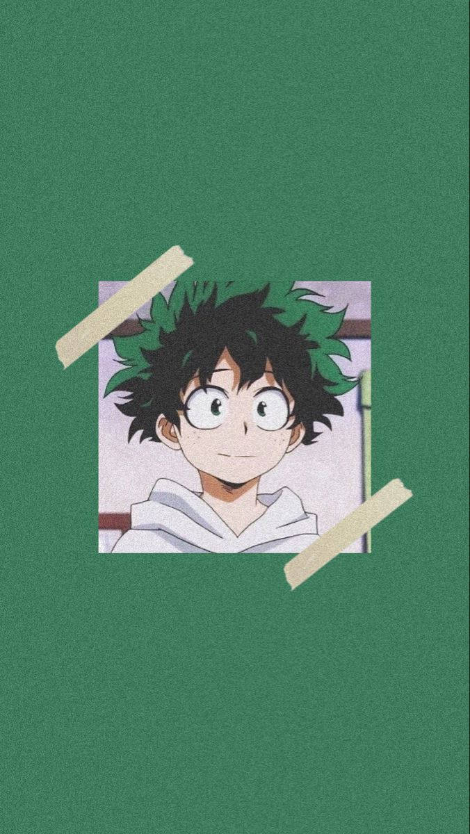 Izuku Midoriya, My Hero Academia, Grüner Hintergrund, Minimalistisch, Klebeband, Sperrbildschirm