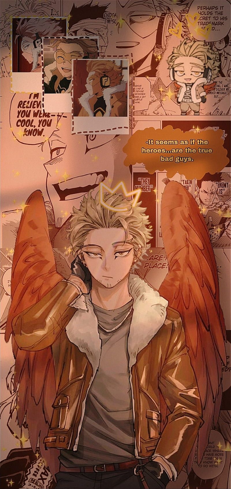 Hawks, My Hero Academia, Flügel, Collage, Orange, HD, Sperrbildschirm fürs iPhone