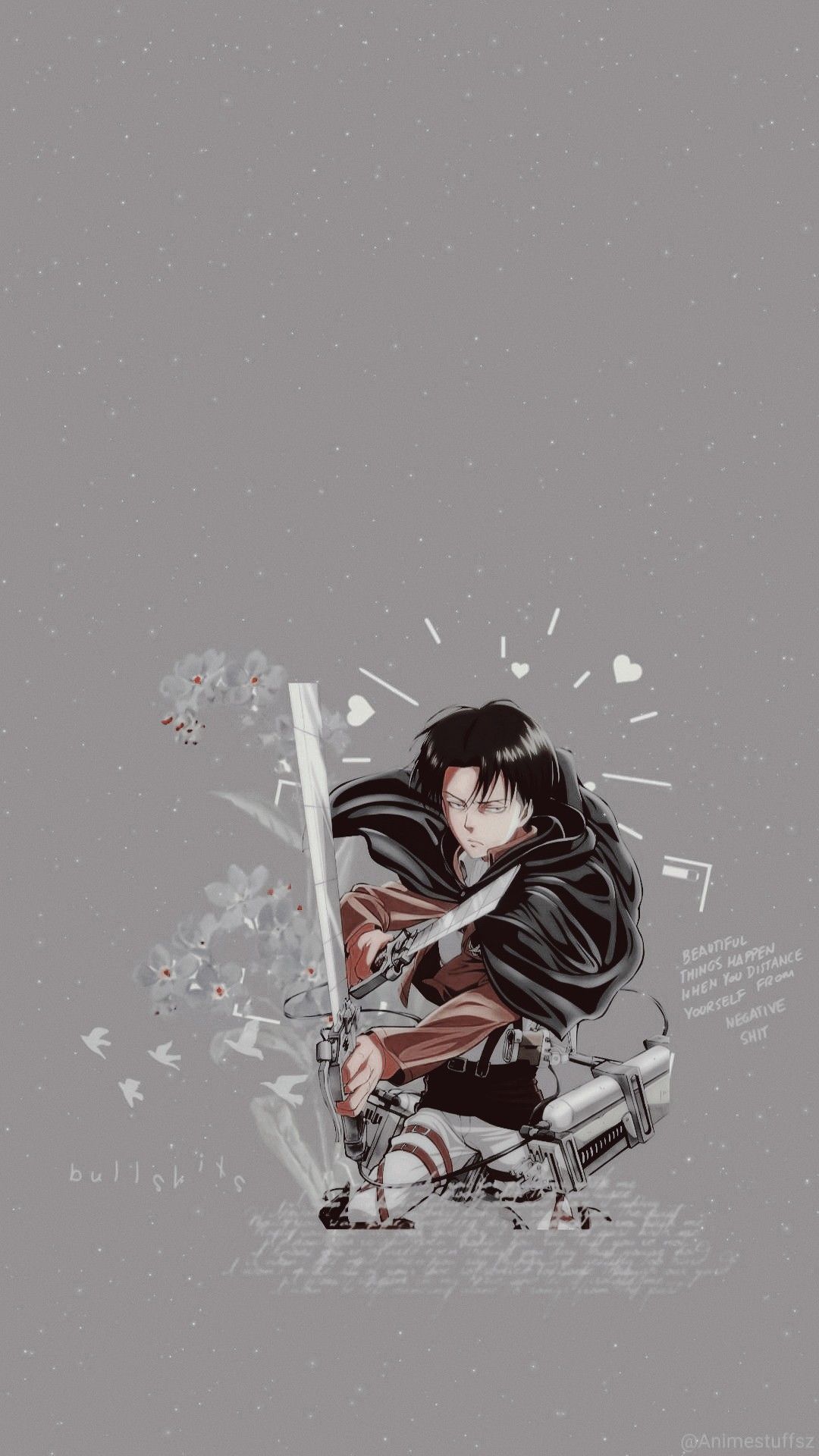 Levi Ackerman, Attack on Titan, Skizze, Grau, Minimalistisch, Full HD, iPhone-Hintergrundbild