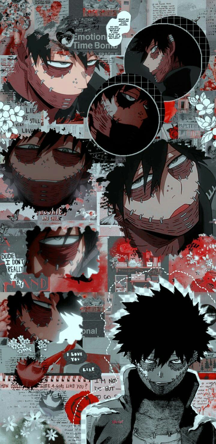 Dabi, My Hero Academia, Collage, Rot, Dunkel, Hochformat, Hintergrundbild fürs Smartphone