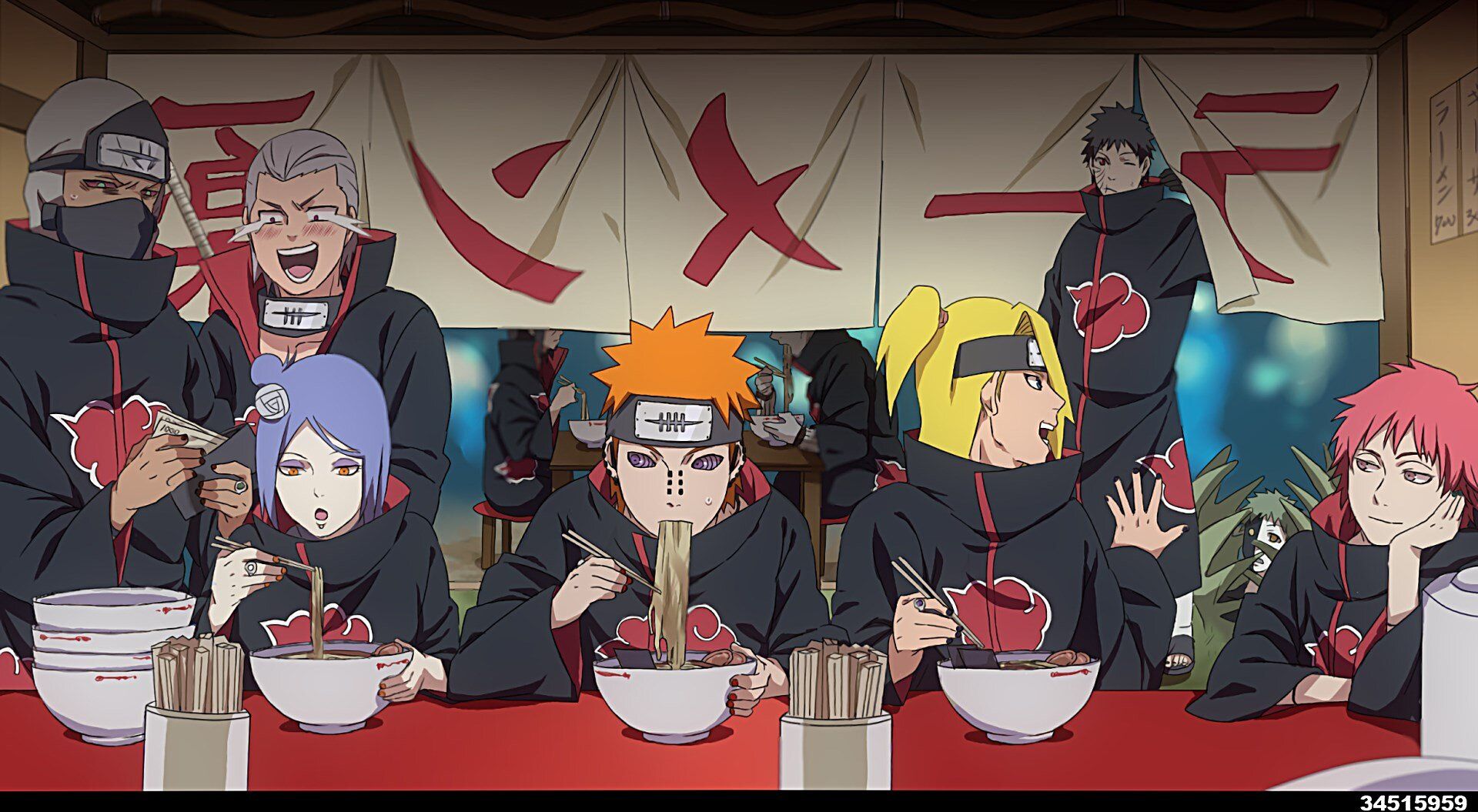 Akatsuki, Pain, Konan, Deidara, Sasori, Ramen, Full HD, Desktop-Hintergrund für Windows