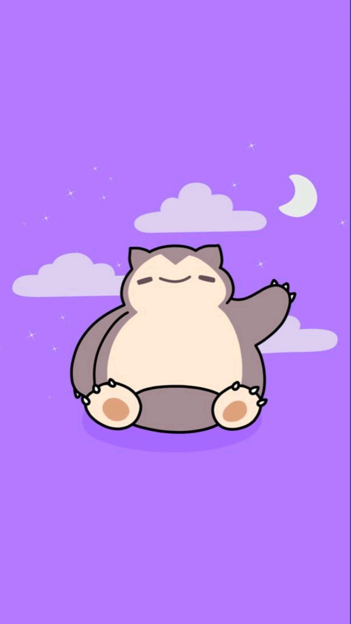 Relaxo, Pokémon, Wolken, Mond, Lila Hintergrund, Full HD, Sperrbildschirm fürs iPhone