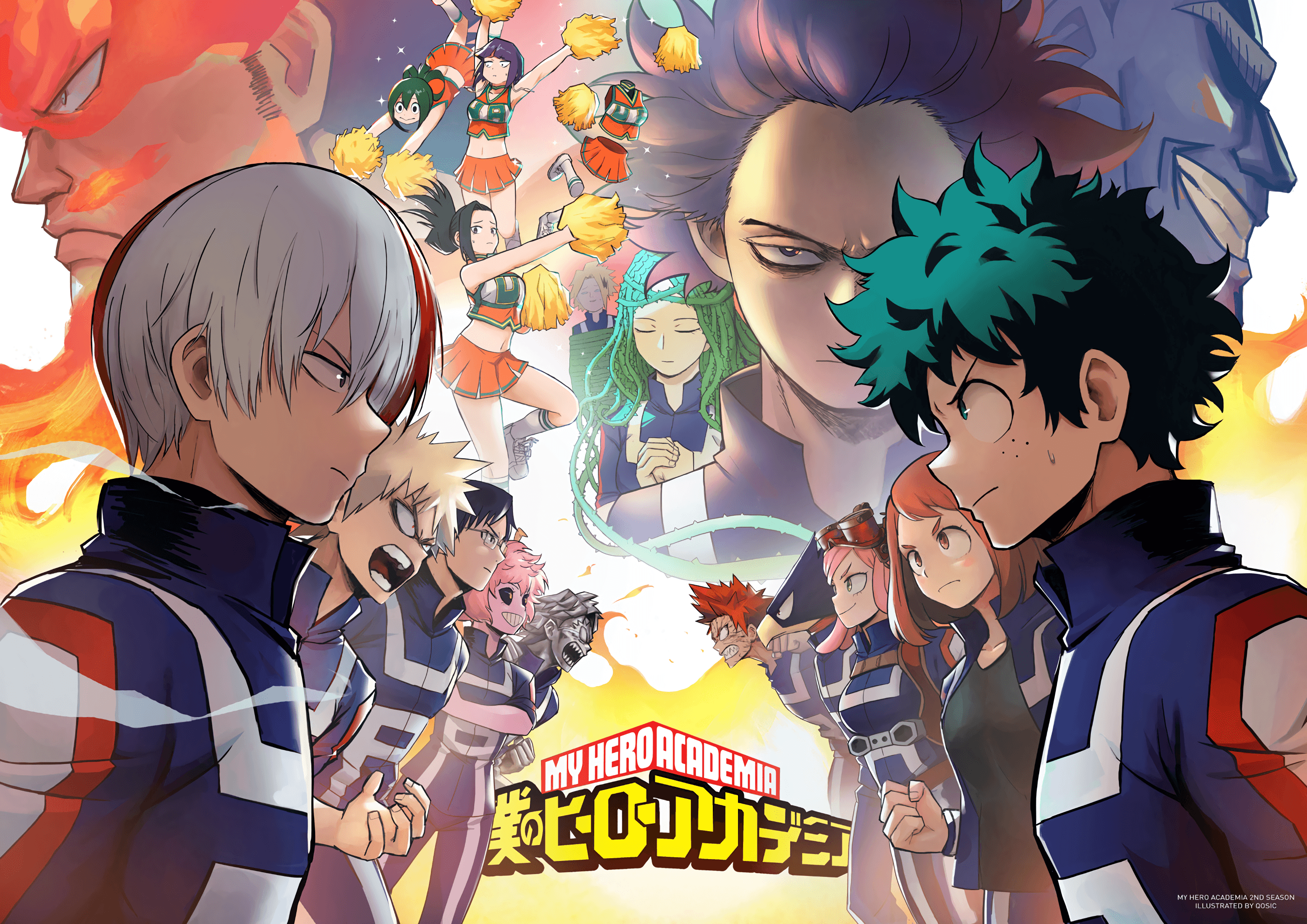 Shoto Todoroki, Izuku Midoriya, Boku no Hero Academia, My Hero Academia, Logo, Anime, 2K-Desktop-Hintergrund