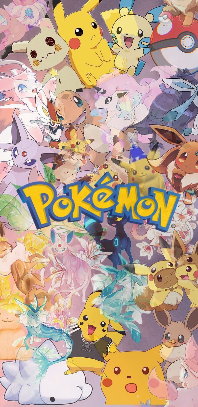 Pikachu, Evoli, Pokémon, Collage, Logo, HD, Handy-Hintergrund im Hochformat