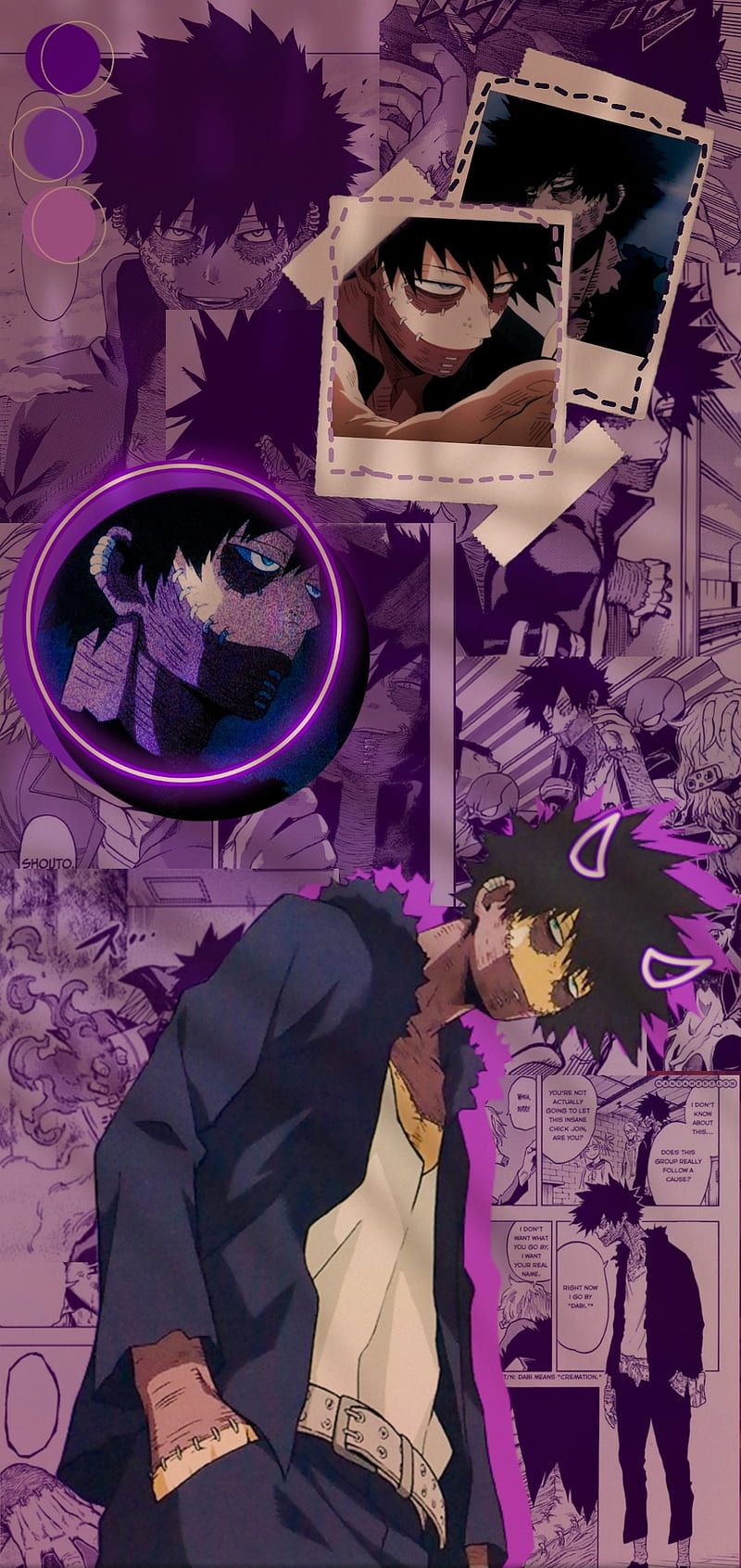 My Hero Academia, Collage, Lila, Polaroid, Anime, Hintergrundbild für iPhone und Android