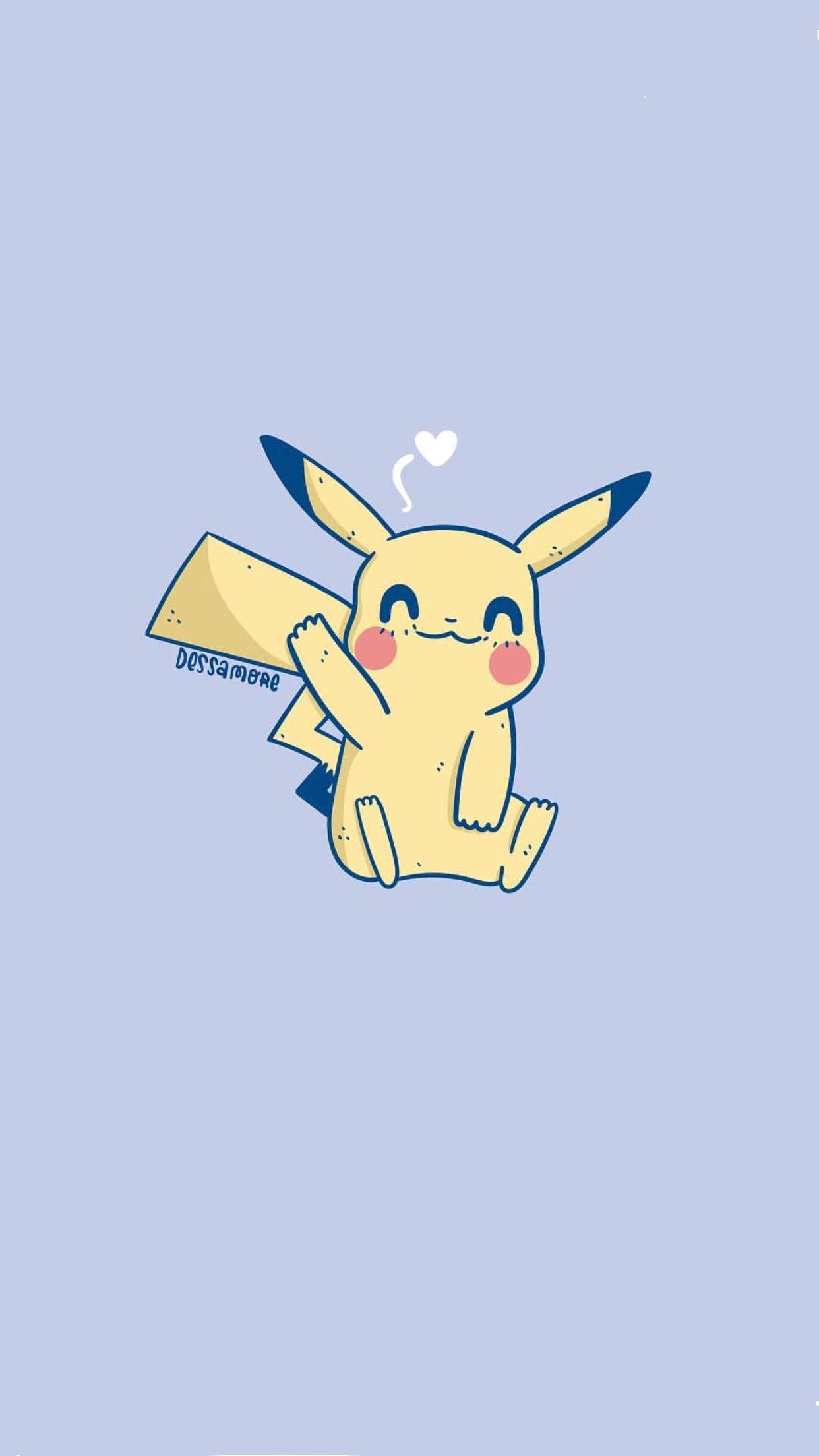 Pikachu, Hellblauer Hintergrund, Minimalistisch, Niedlich, Sperrbildschirm fürs iPhone