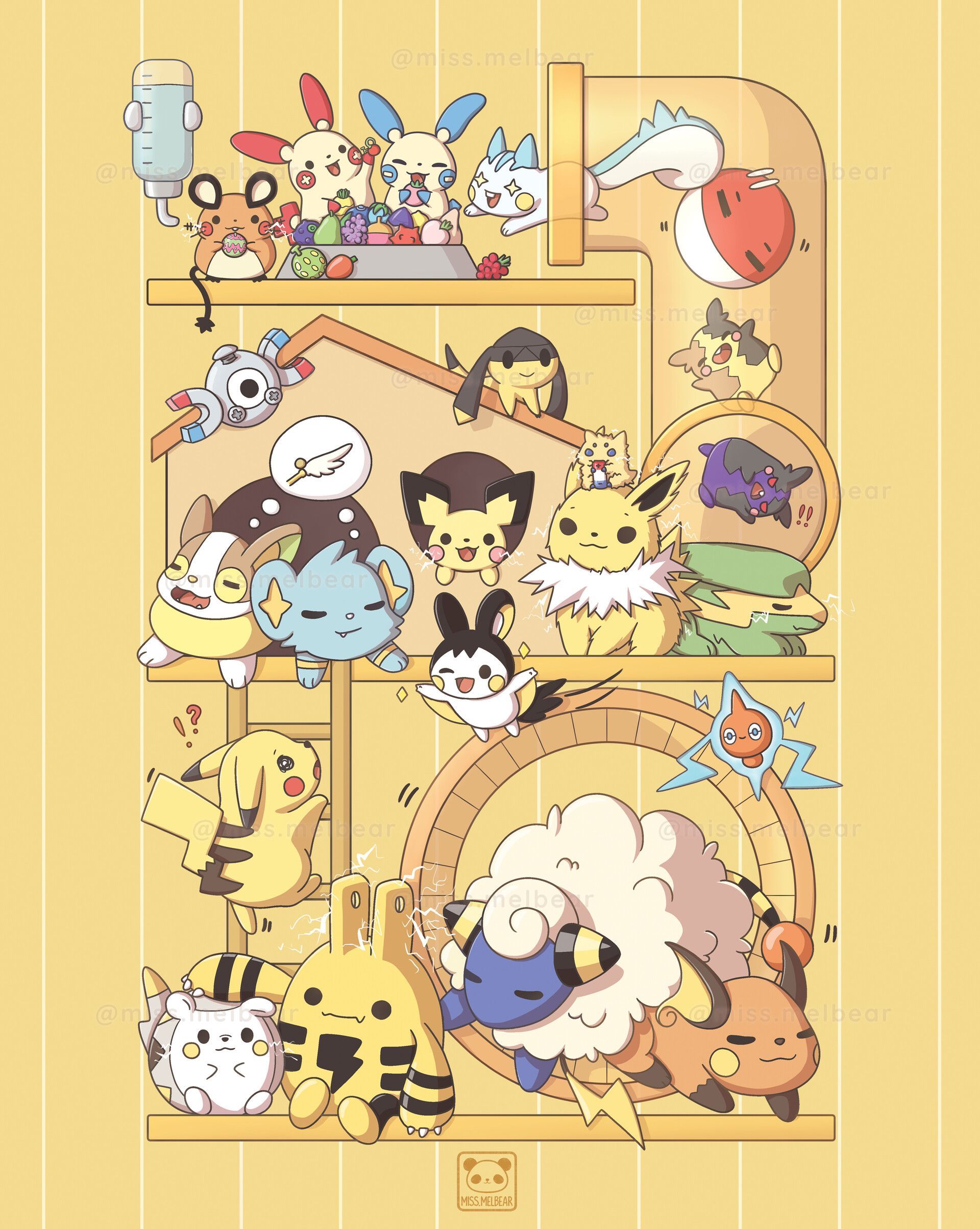 Pikachu, Pokémon, Regal, Gelb, Kawaii, QHD+, Hintergrundbild fürs Tablet