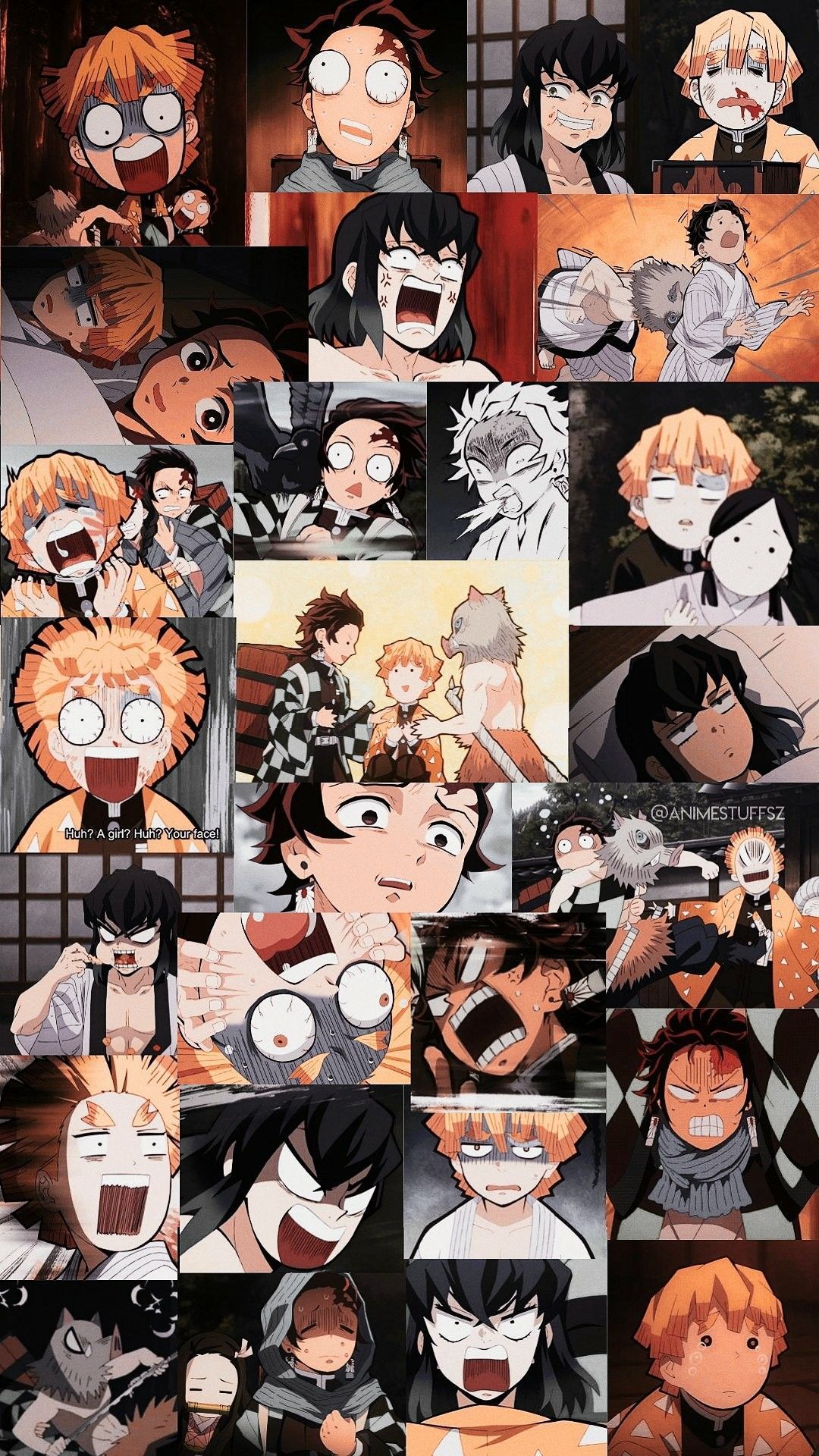 Zenitsu Agatsuma, Demon Slayer, Collage, Manga, Anime, Full HD, Sperrbildschirm fürs iPhone