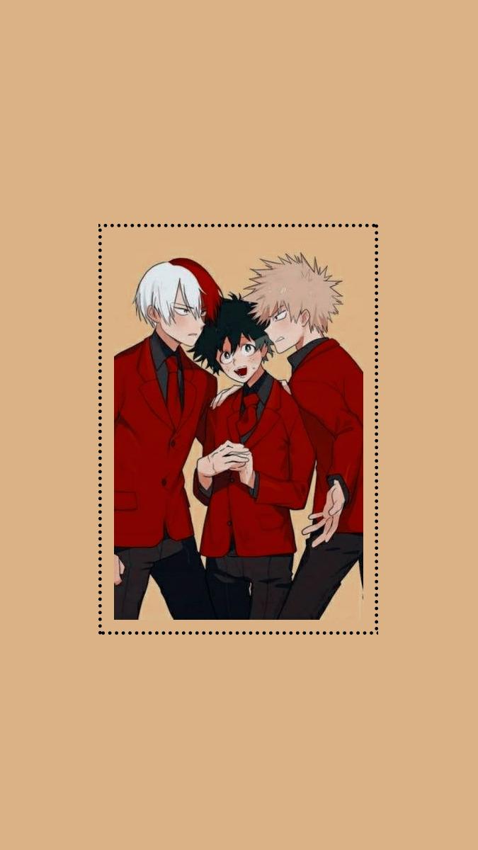 Shoto Todoroki, Katsuki Bakugo, My Hero Academia, Beiger Hintergrund, Minimalistisch, Sperrbildschirm