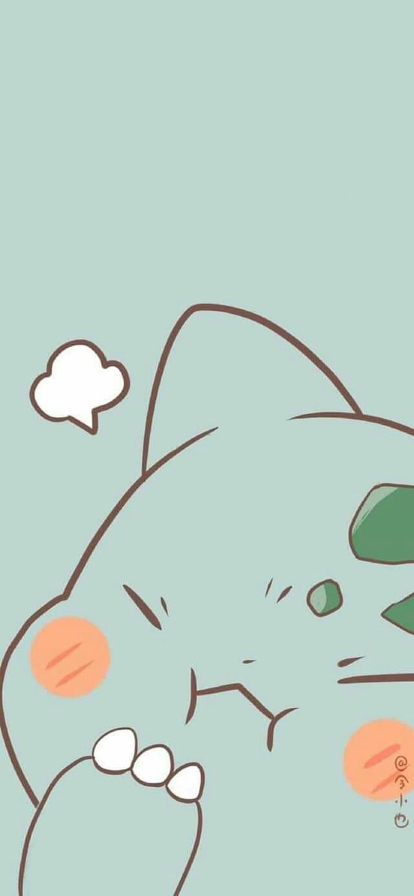 Bisasam, Pokémon, Lineart, Mintgrün, Nahaufnahme, HD, Hintergrundbild fürs Handy