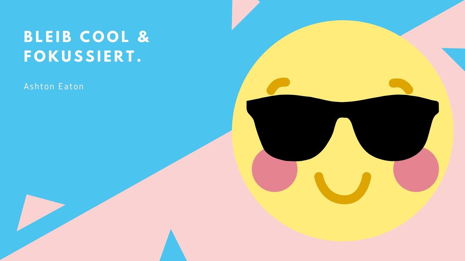 Ashton Eaton, Zitat, Emoji mit Sonnenbrille, Smiley, Blau und Rosa, HD, Windows-Hintergrundbild