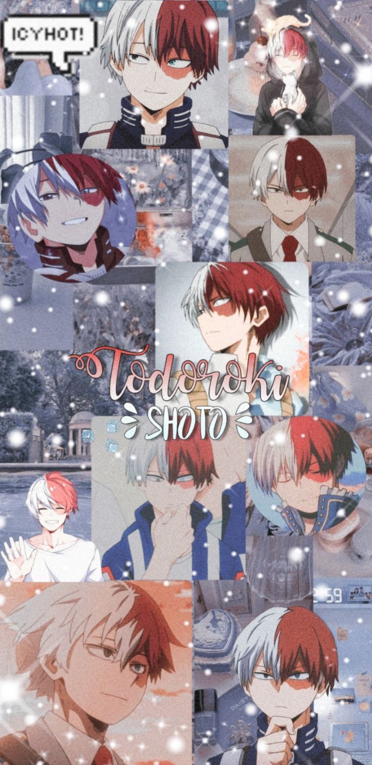 Shoto Todoroki, My Hero Academia, Collage, Aesthetic, Grau, HD, iPhone-Hintergrundbild