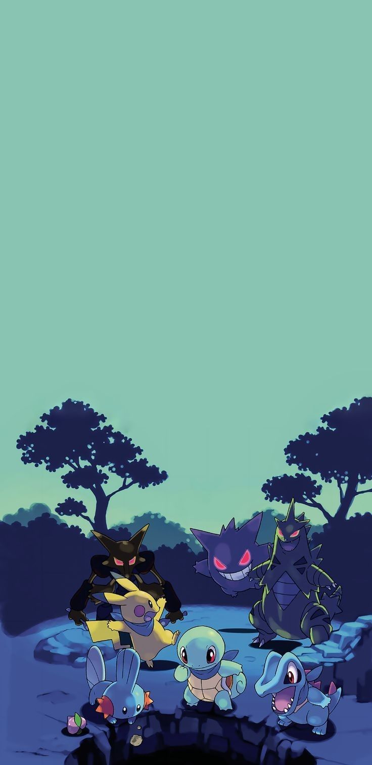 Pokémon, Wald, Nacht, Silhouetten, HD, Sperrbildschirm fürs iPhone