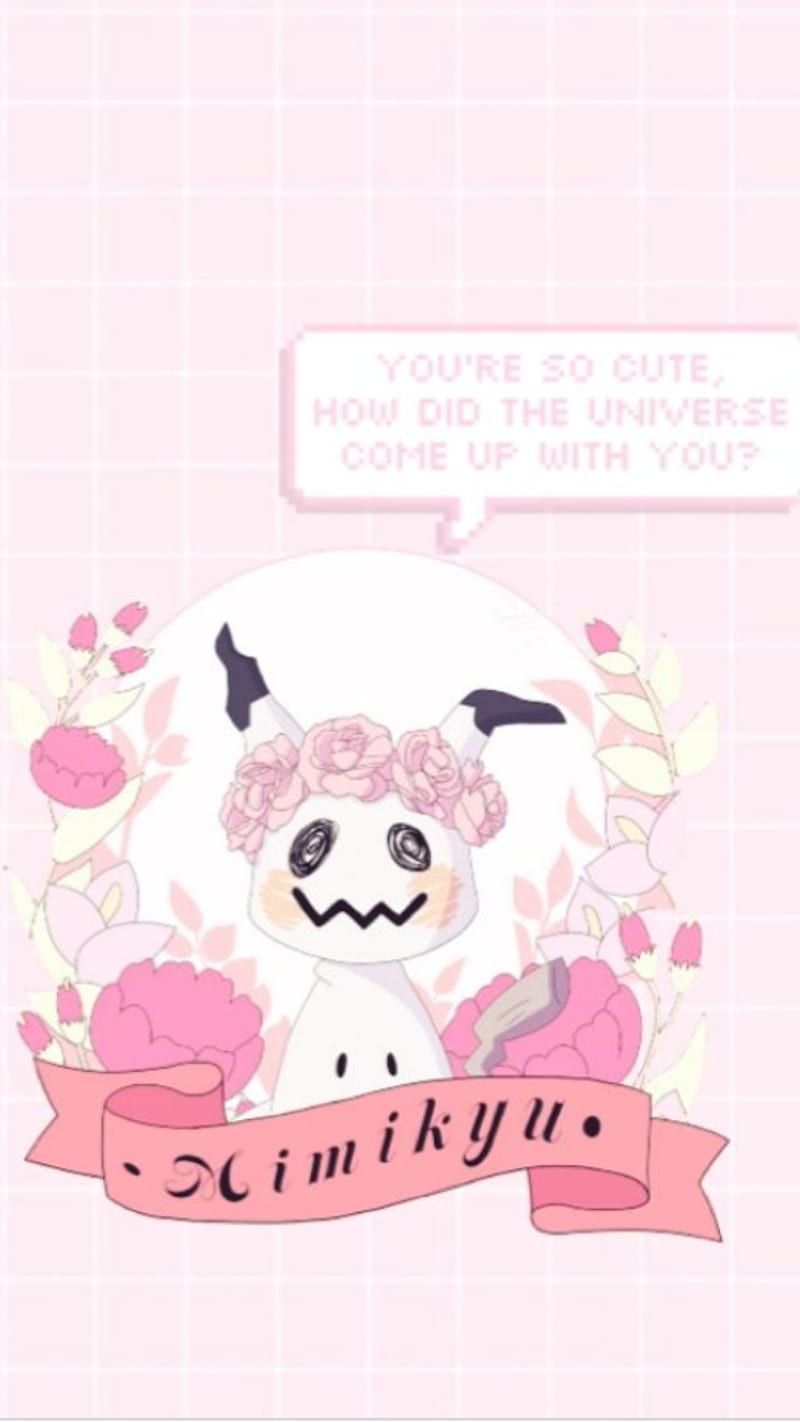 Mimigma, Pokémon, Blumen, Rosa, Kawaii, HD, Handy-Hintergrund im Hochformat