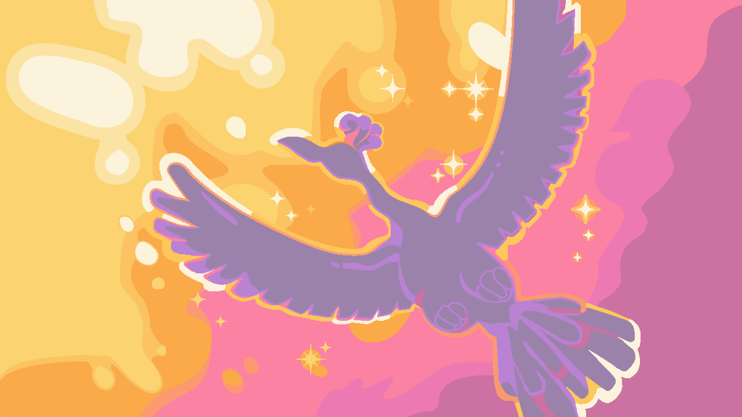 Lugia, Pokémon, Legendäres Pokémon, Orange-pink, Wolken, 2K, Windows-Hintergrundbild
