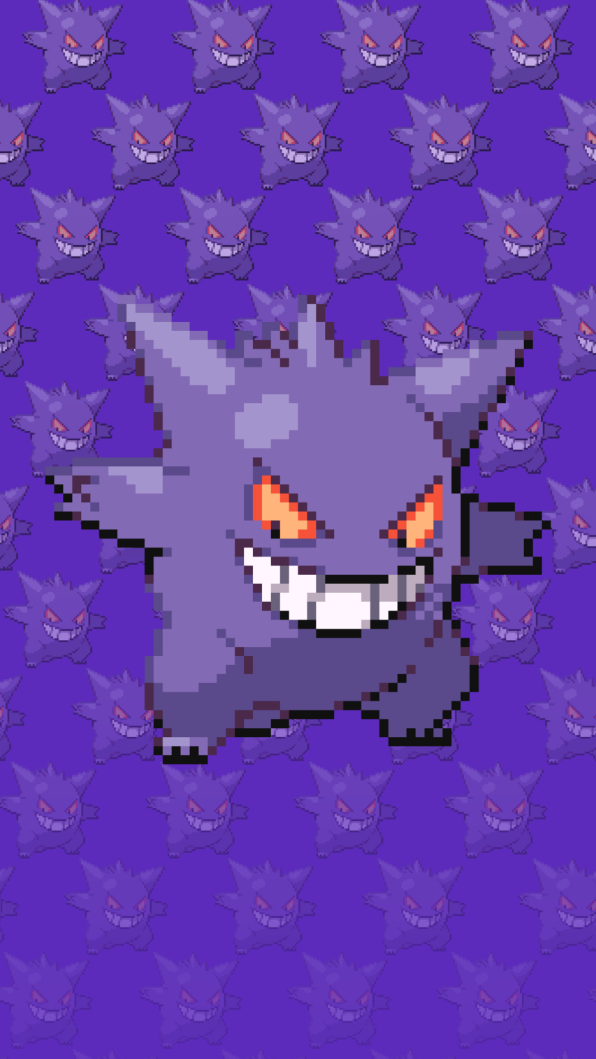 Gengar, Pokémon, Pixel-Art, Lila, Muster, HD, Sperrbildschirm fürs iPhone