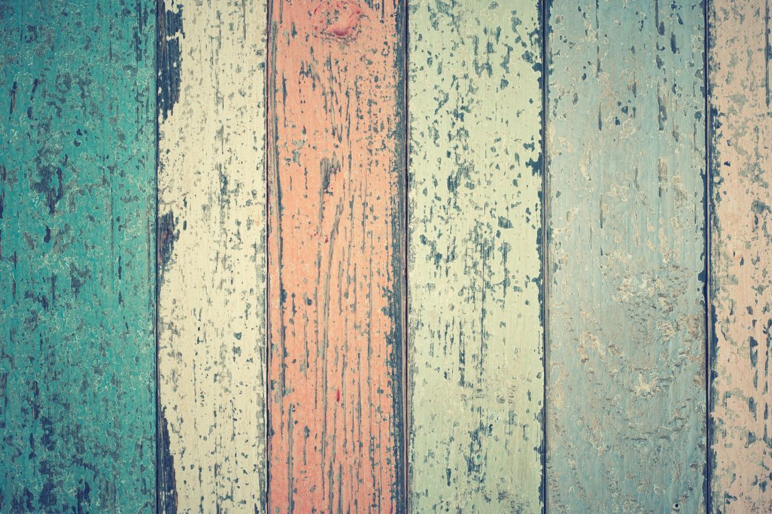Bemaltes Holz, Abblätternde Farbe, Türkis, Vintage, Bunte Dielen, Hintergrundbild