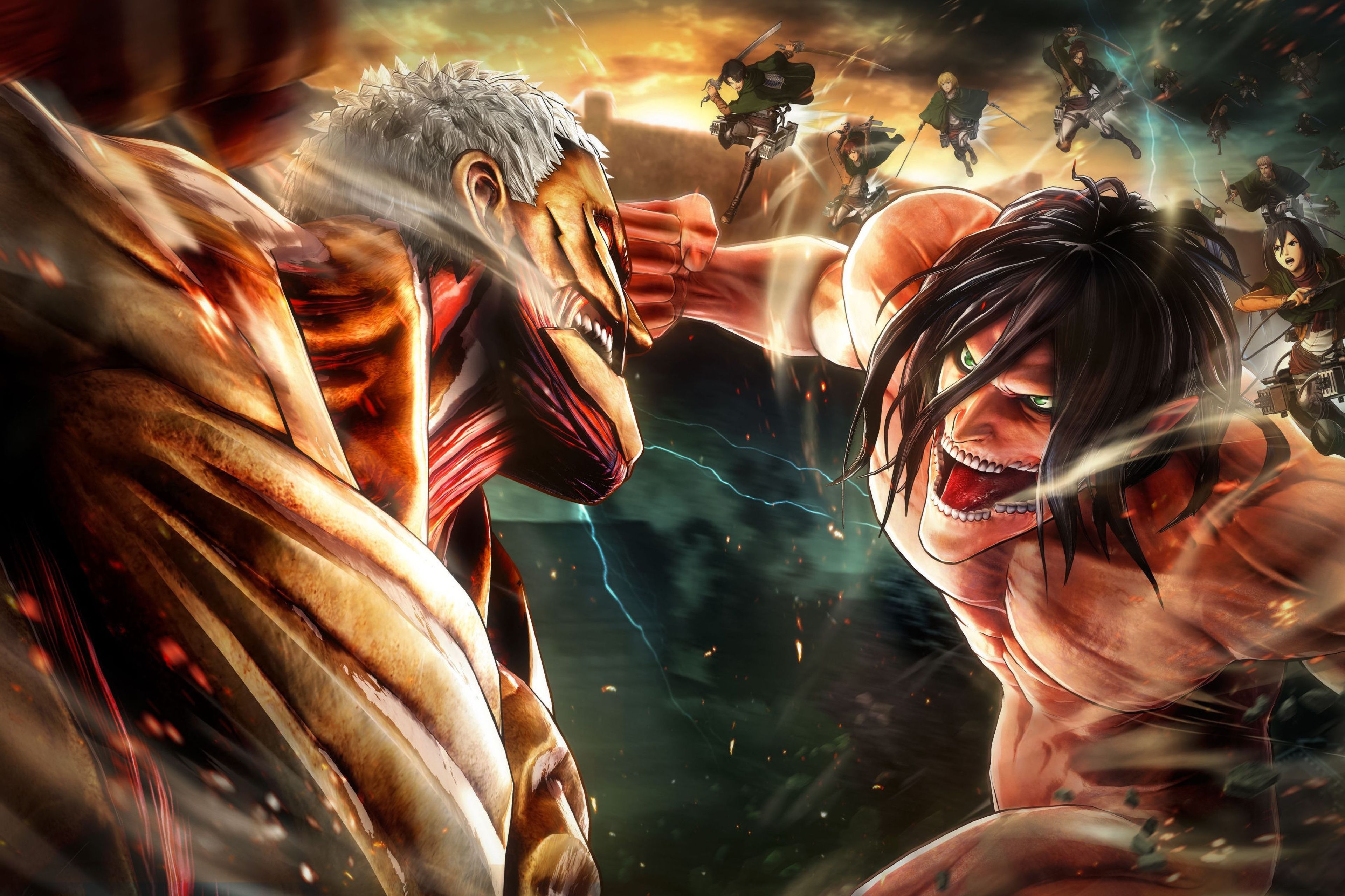 Gepanzerter Titan, Angriffstitan, Attack on Titan, Kampf, Titanen, 4K, Desktop-Hintergrund