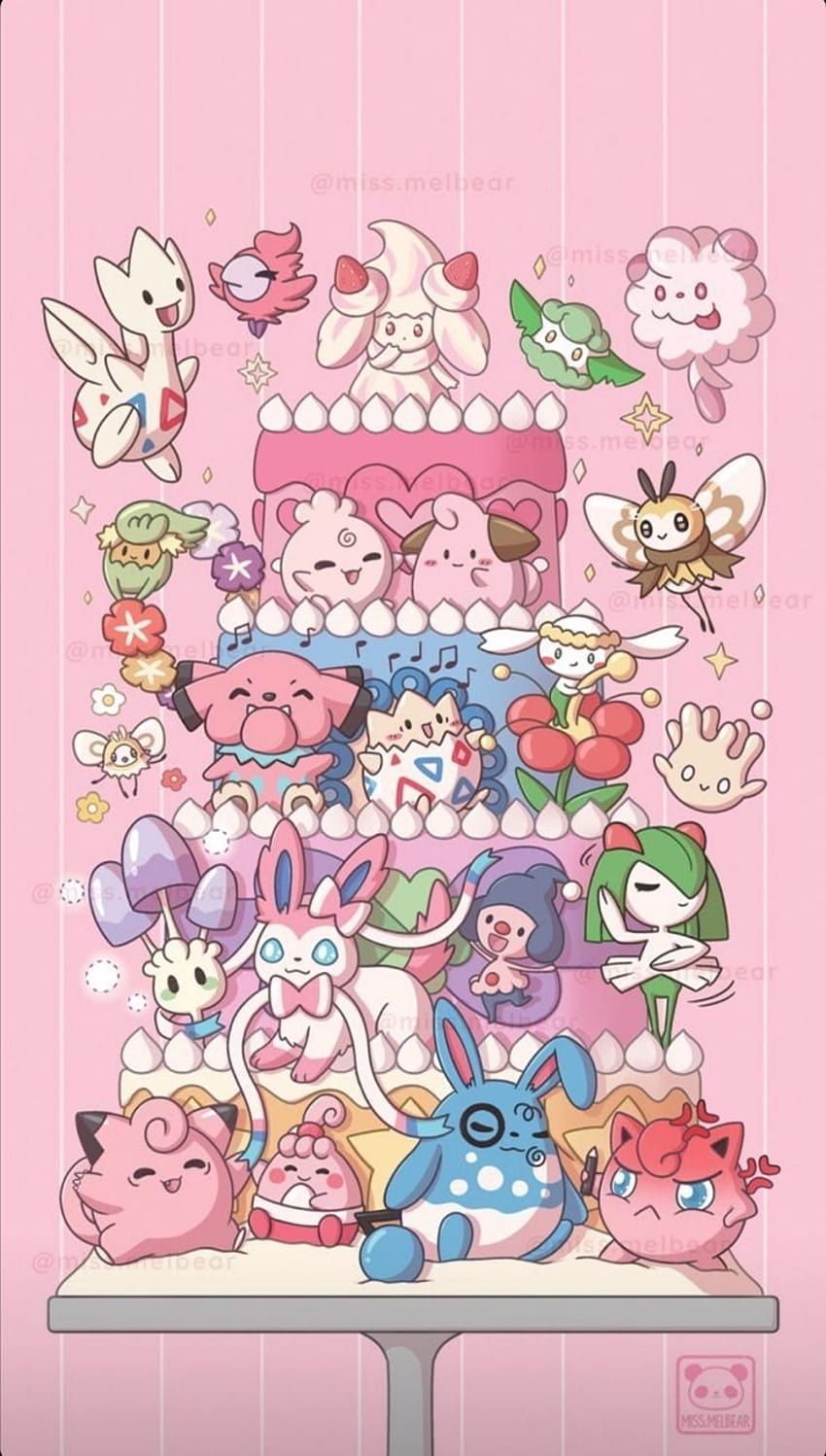 Pokémon, Rosa Pokémon, Pummeluff, Piepi, Kawaii, Hochformat, Hintergrundbild fürs Smartphone