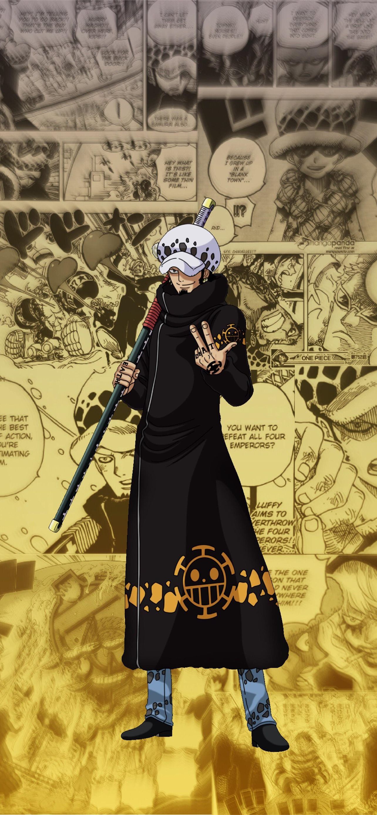 Trafalgar Law, One Piece, Gold, Manga, Schwert, Full HD, Hintergrundbild fürs Handy