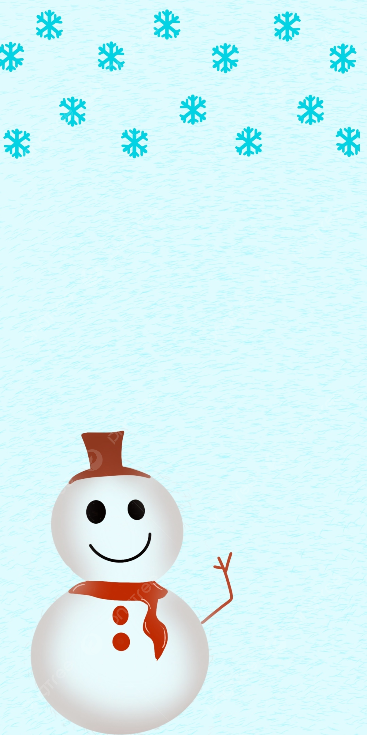 Schneemann, Schneeflocken, Hellblau, Winter, Illustration, Full HD, Handy-Hintergrund