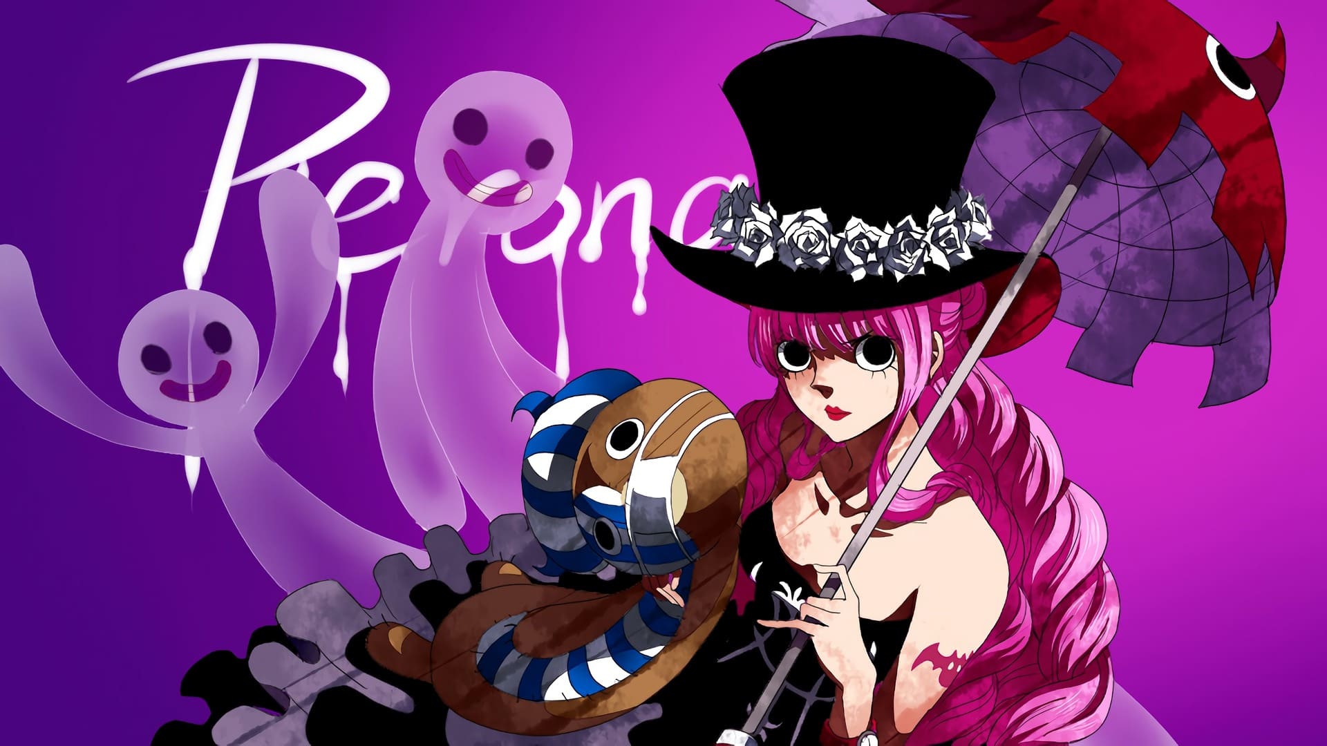 Perona, One Piece, Geister, Lila, Gothic Lolita, 16:9, Full-HD-Hintergrundbild für den Desktop