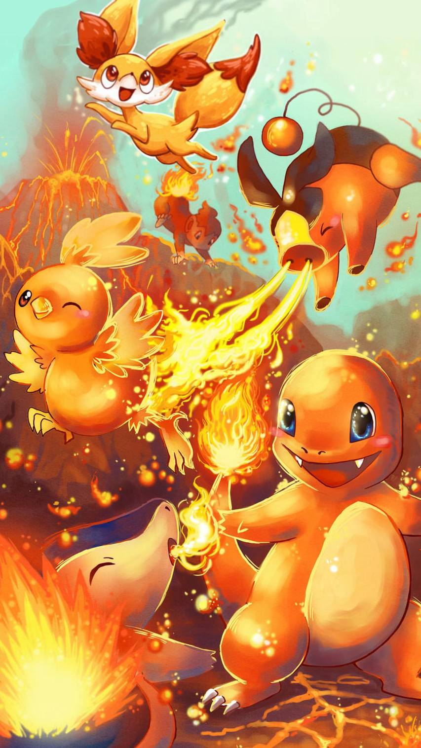 Glumanda, Feuer-Pokémon, Flammen, Orange, HD, Sperrbildschirm fürs iPhone
