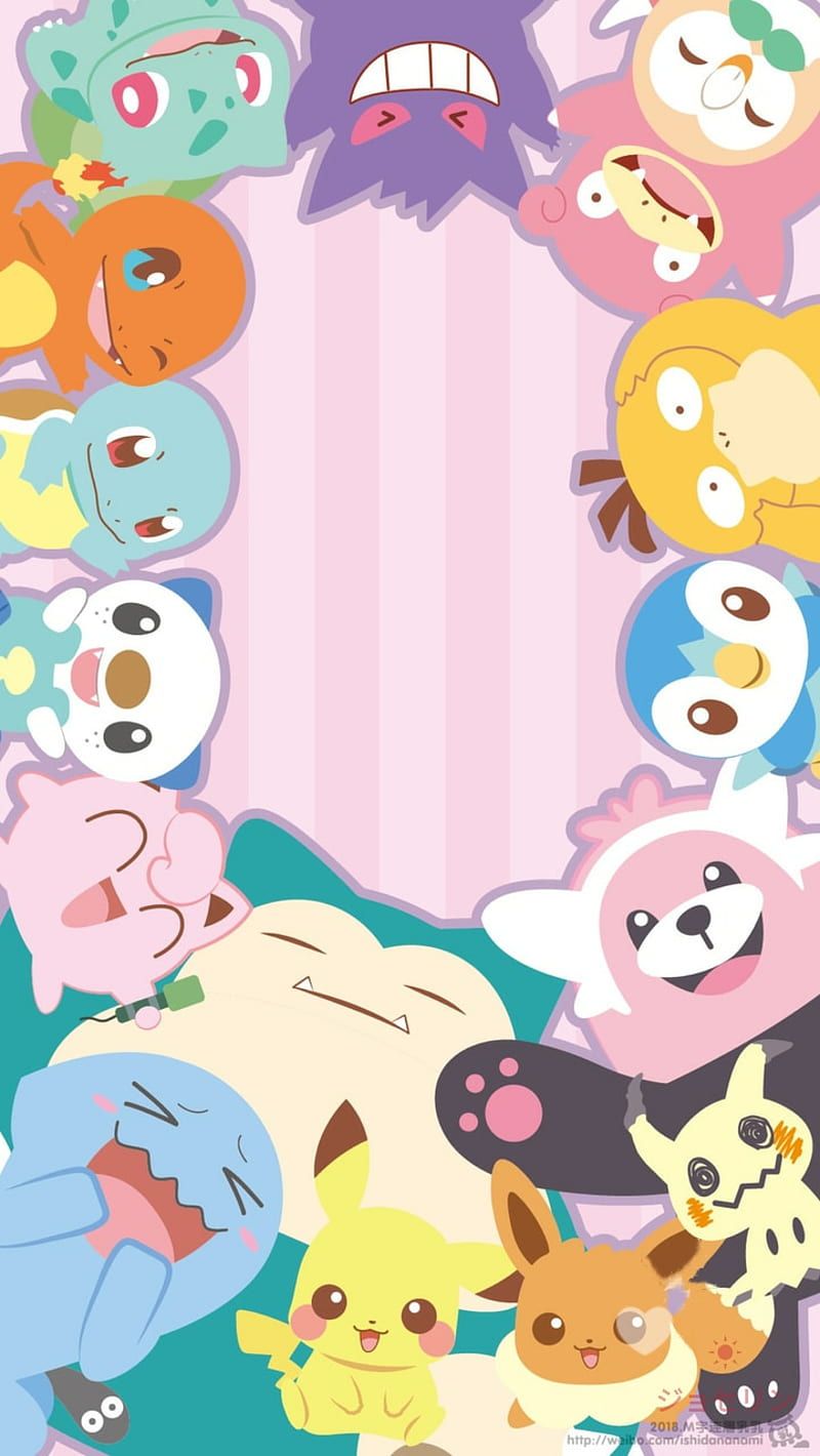 Relaxo, Evoli, Gengar, Pokémon, Kawaii, Hochformat, Hintergrundbild fürs Smartphone