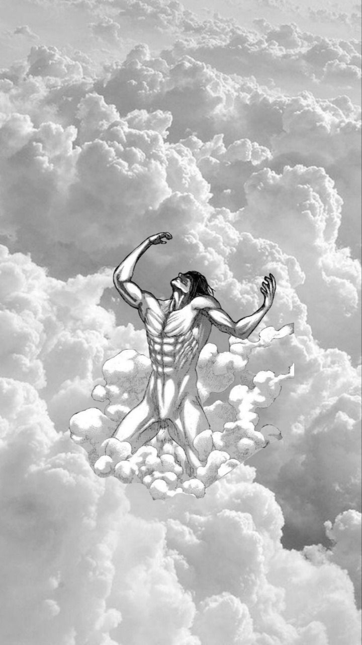 Angriffstitan, Attack on Titan, Wolken, Schwarz-Weiß, Himmel, HD, Handy-Hintergrundbild