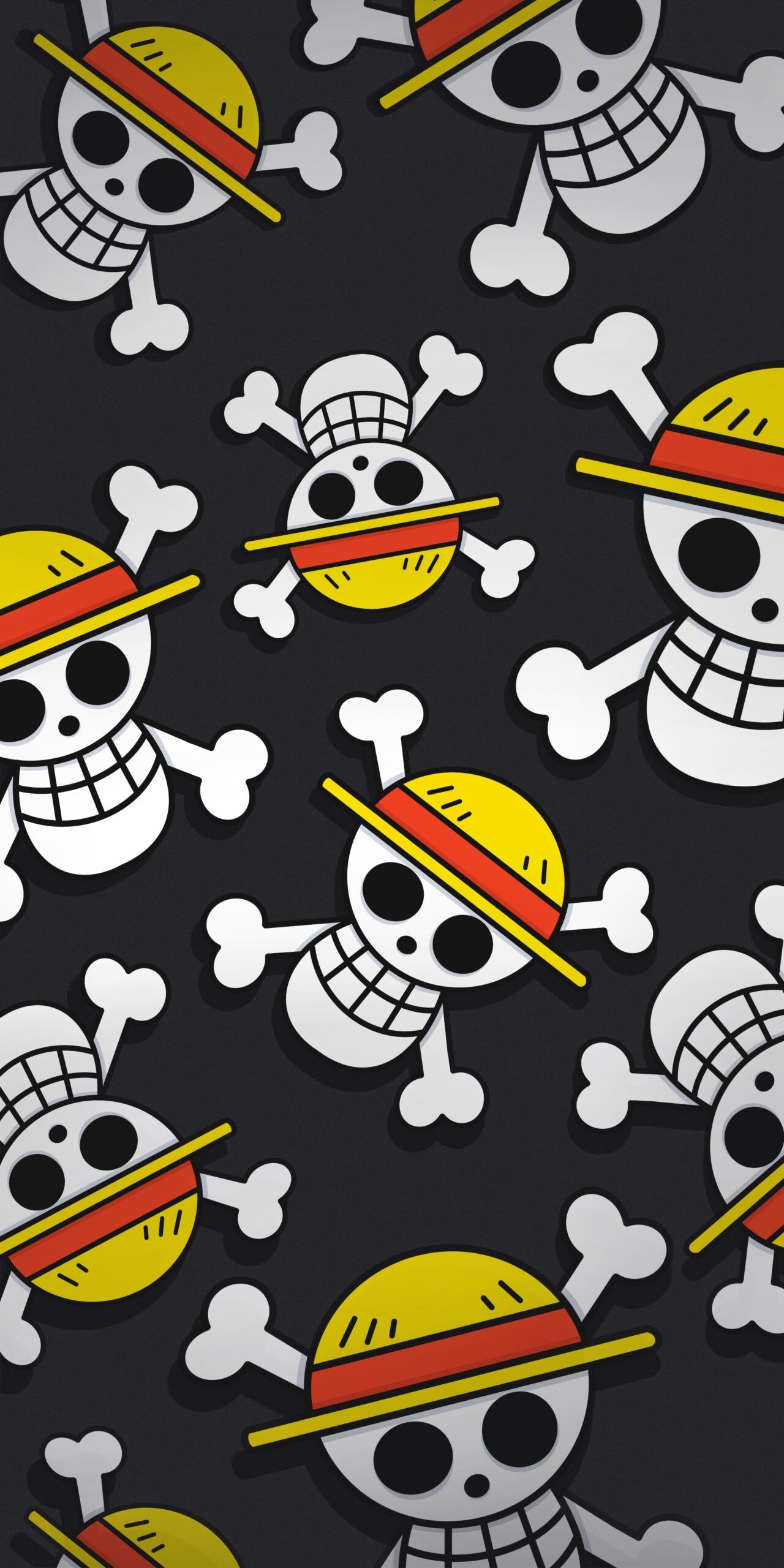 Jolly Roger, Strohhut, One Piece, Muster, Totenkopf, Full HD, Sperrbildschirm fürs iPhone