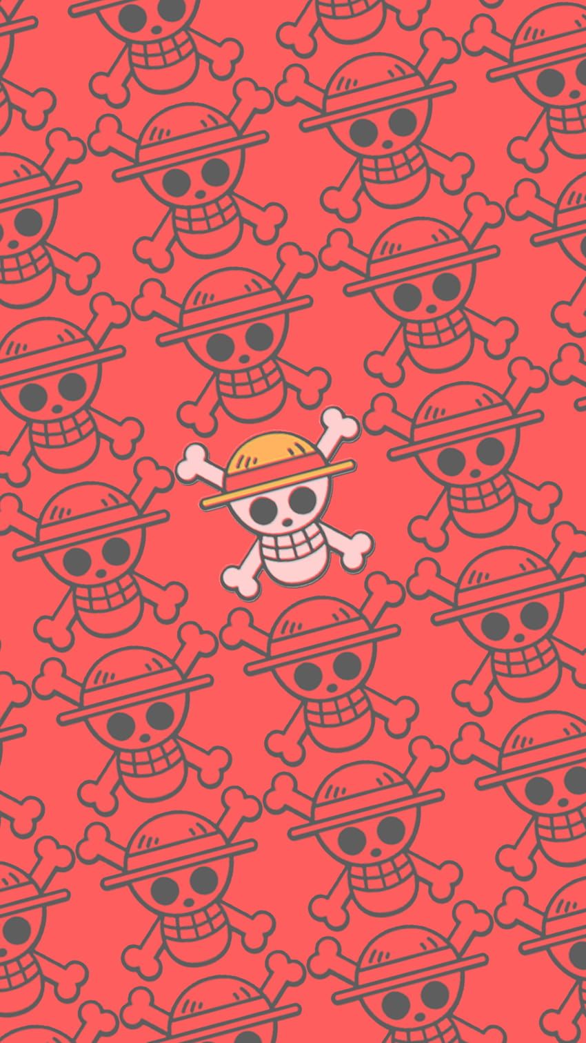 Jolly Roger, One Piece, Muster, Roter Hintergrund, HD, Sperrbildschirm fürs iPhone