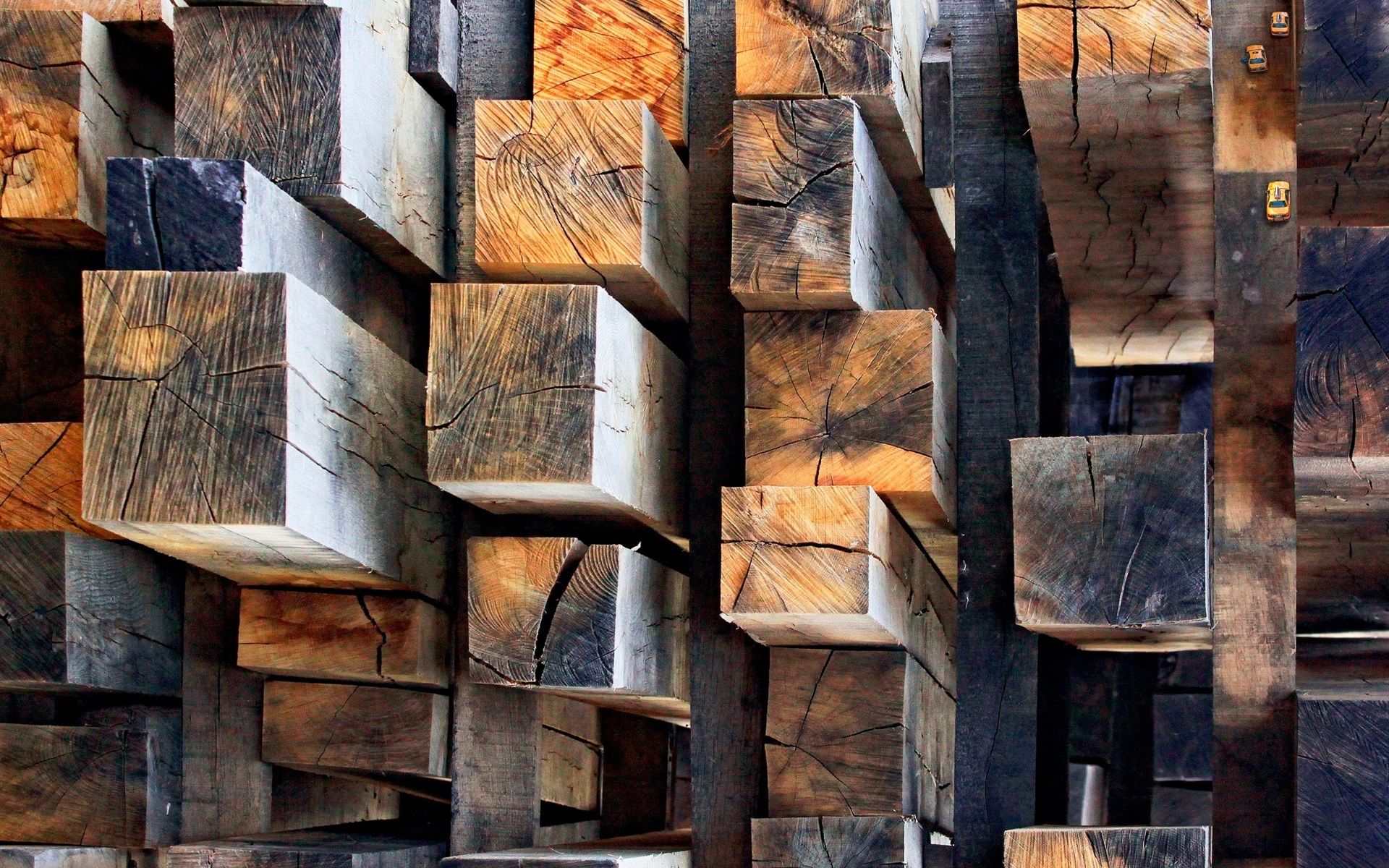 Holzbalken, Holzblöcke, Kantholz, Abstrakt, Braun, 16:10, Full-HD-Hintergrundbild für den Desktop