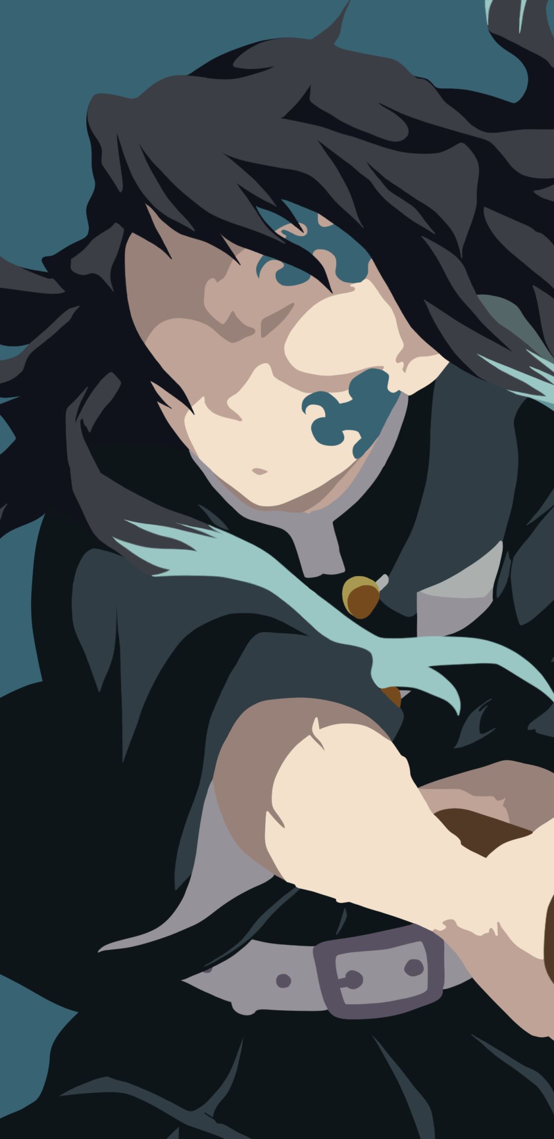 Muichiro Tokito, Demon Slayer, Schwert, Petrol, Anime, Full HD, Hintergrundbild fürs Handy