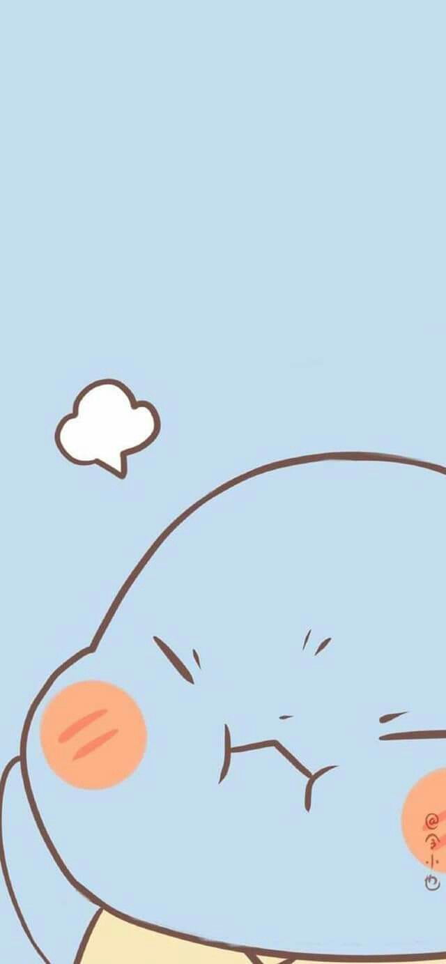 Schiggy, Lineart, Hellblau, Niedlich, Hintergrundbild für iPhone und Android