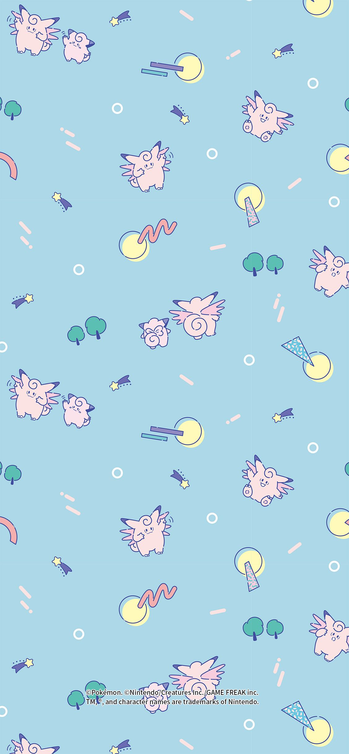 Piepi, Pokémon, Muster, Hellblau, Full HD, Handy-Hintergrund im Hochformat