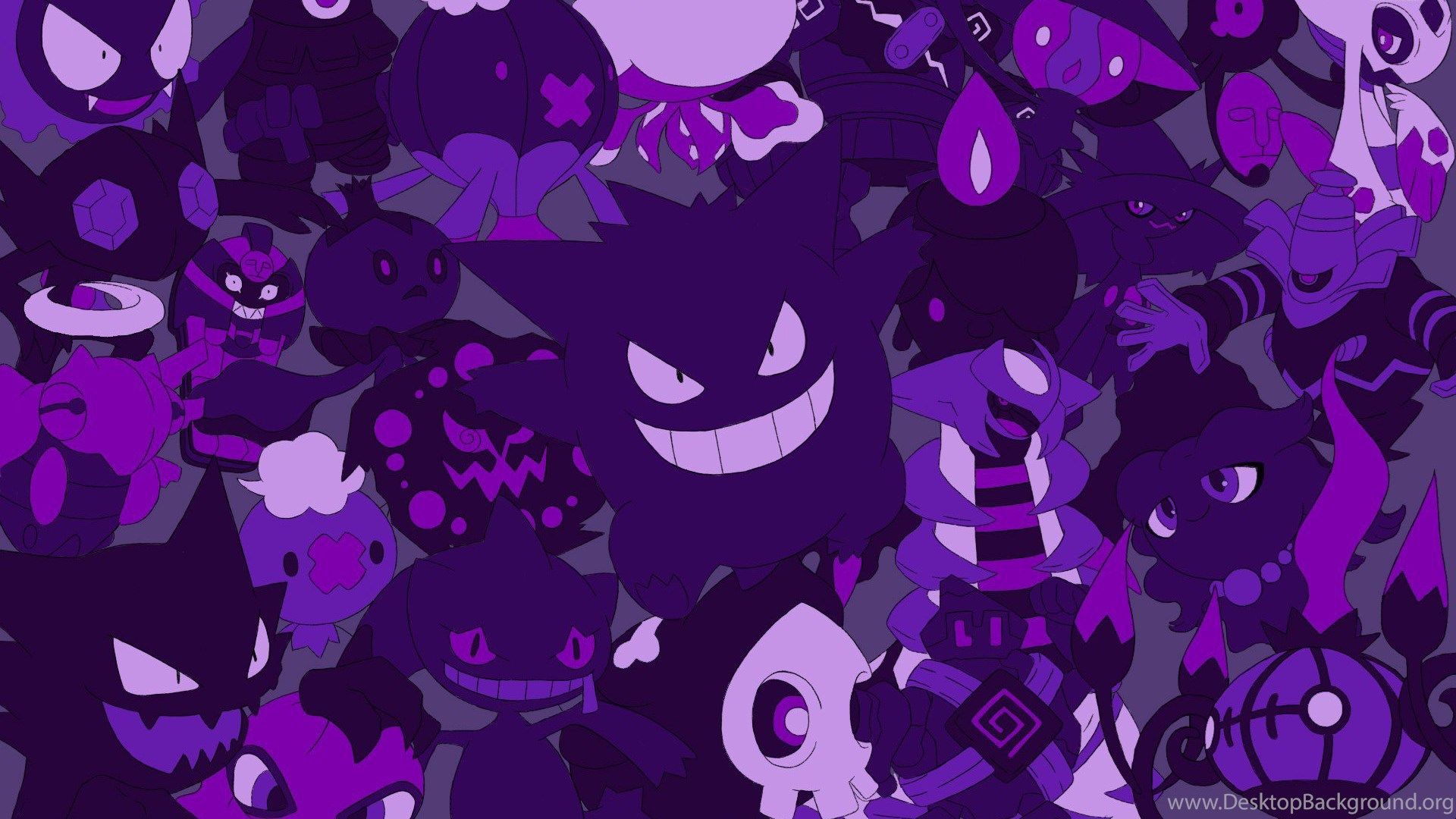 Gengar, Geist-Pokémon, Lila, Muster, 16:9, Full-HD-Hintergrundbild für den Desktop