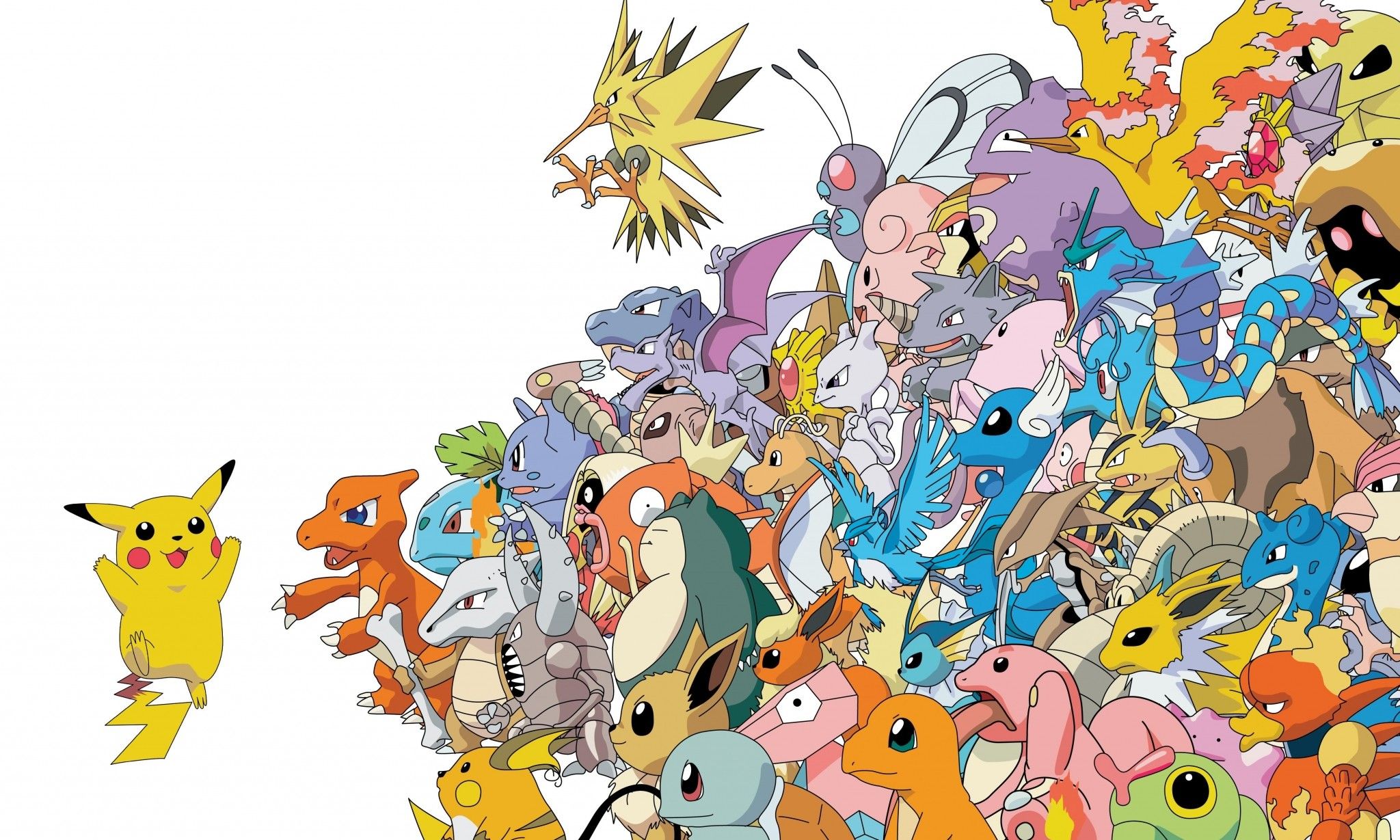 Pikachu, Pokémon, Gruppenbild, Erste Generation, Full HD, Desktop-Hintergrund für Windows