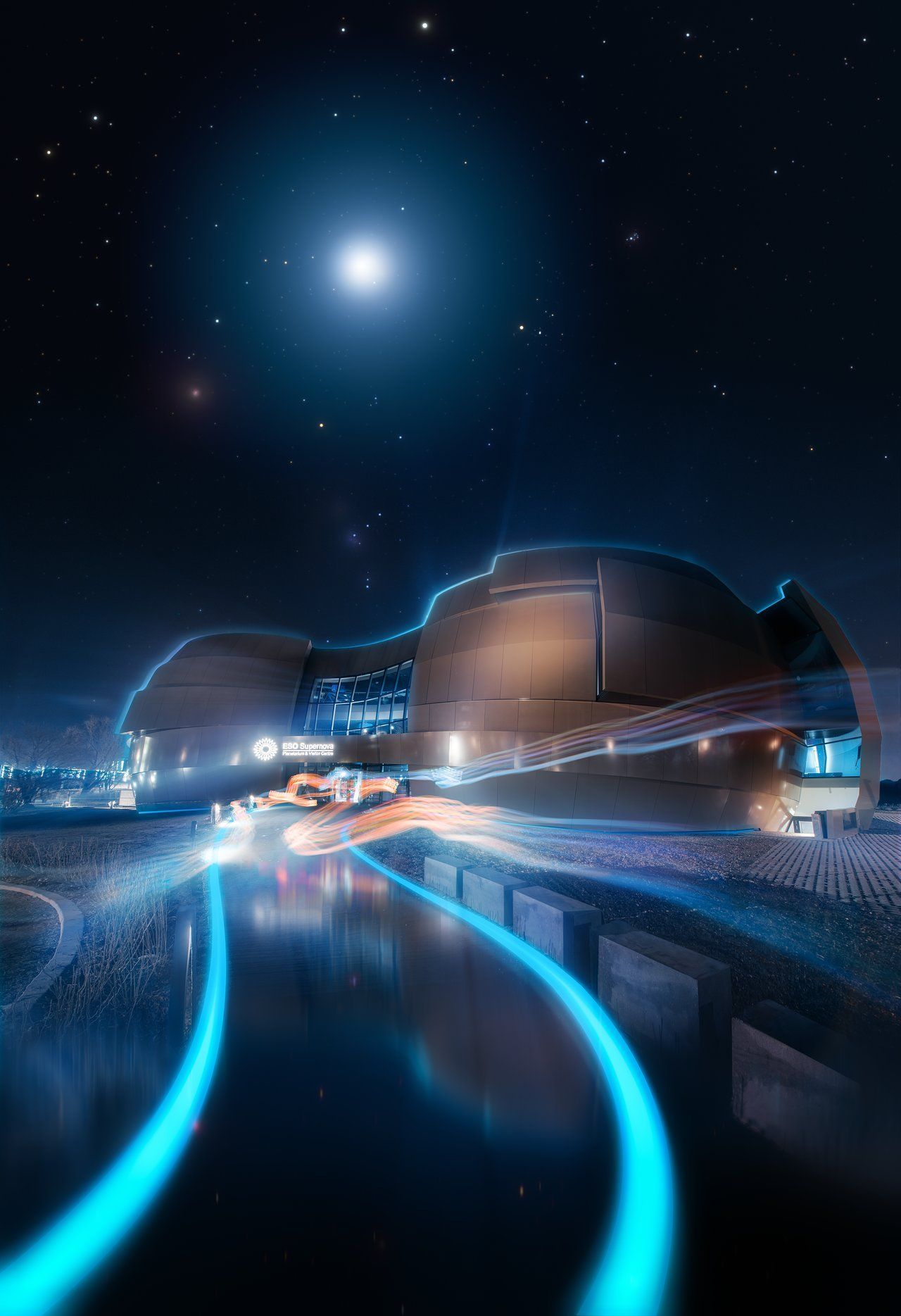 Sci-Fi, Futuristische Stadt, Weltraum, Neonlicht, Blau, Full HD, iPad-Hintergrundbild