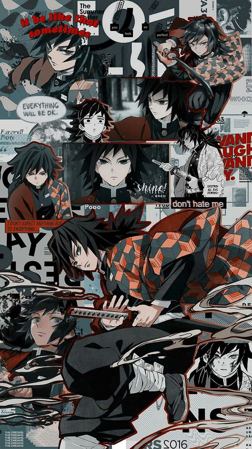 Demon Slayer, Manga-Collage, Schwarz-Weiß, Rot, Anime, HD, Sperrbildschirm fürs iPhone