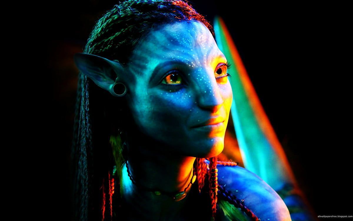 Neytiri, Na'vi, Porträt, Neonlicht, Schwarzer Hintergrund, Wallpaper