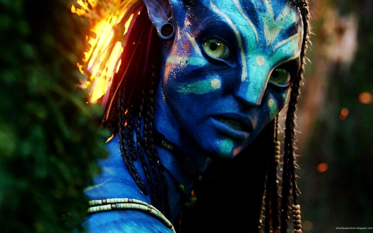 Neytiri, Na'vi, Nahaufnahme, Feuerschein, Blaue Haut, Hintergrundbild