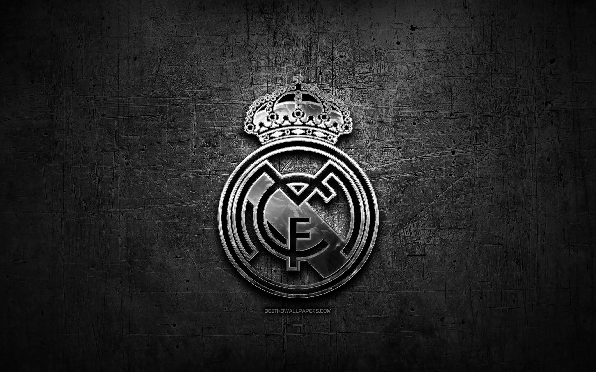 Real Madrid, Silbernes Wappen, Metall, Dunkelgrau, 16:10, Full-HD-Hintergrundbild für den Desktop