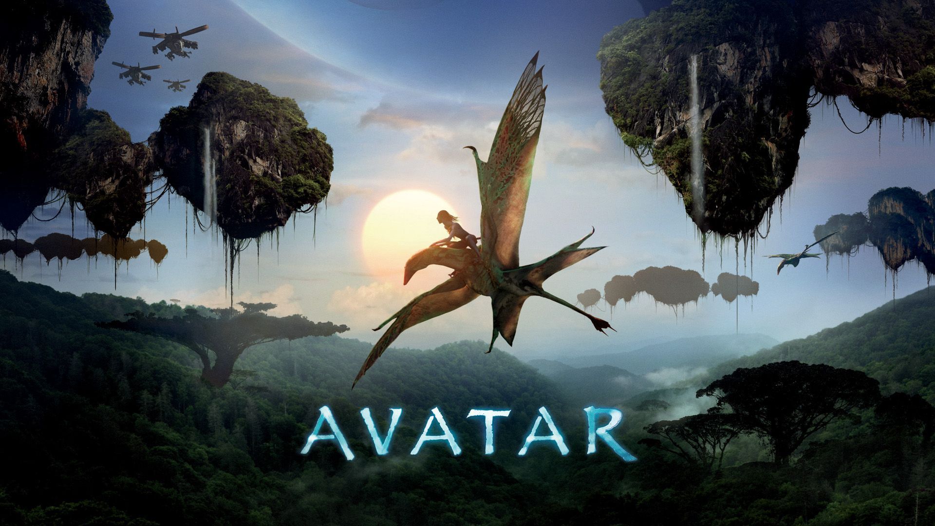 Avatar, Ikran, Schwebende Berge, Sonnenaufgang, Pandora, Full HD, Windows-Hintergrundbild