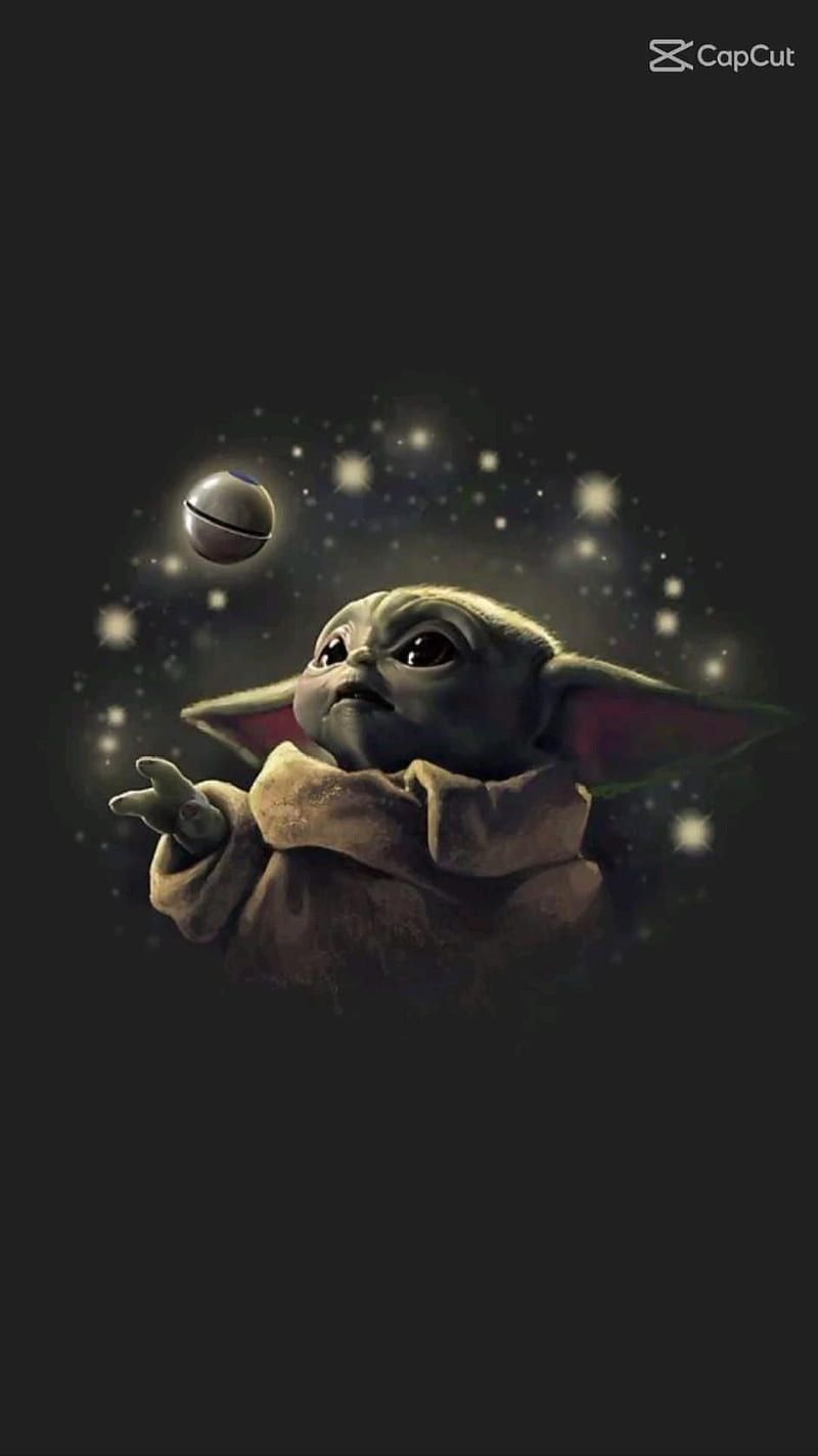 Grogu, Macht, Schwebende Kugel, Dunkel, Star Wars, Hochformat, Hintergrundbild fürs Smartphone
